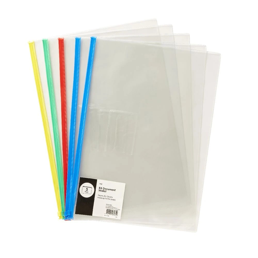 4 Keji PVC Document Wallet B4 Zip Closure 5 Pack, 4 of 4
