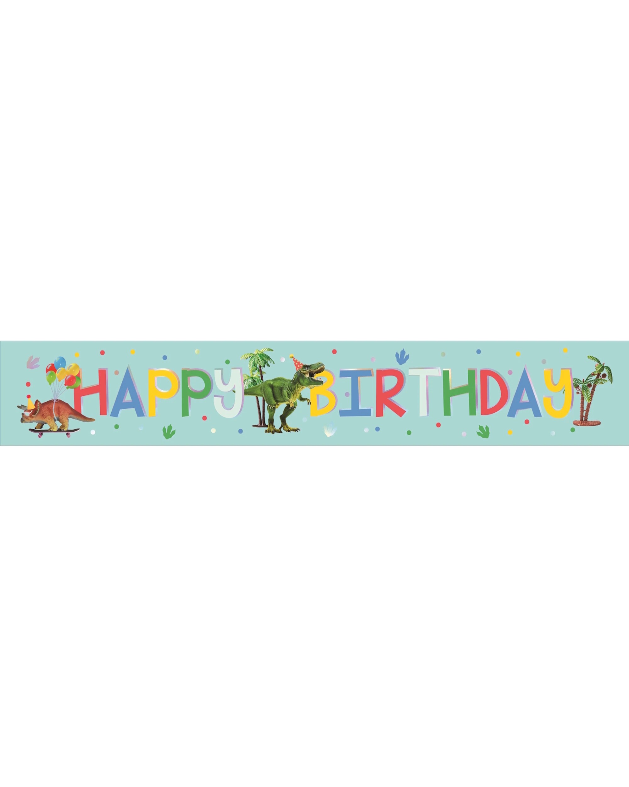 1 Artwrap Dinosaur Happy Birthday Party Paper Banner 1.8m - Multi, 1 of 3
