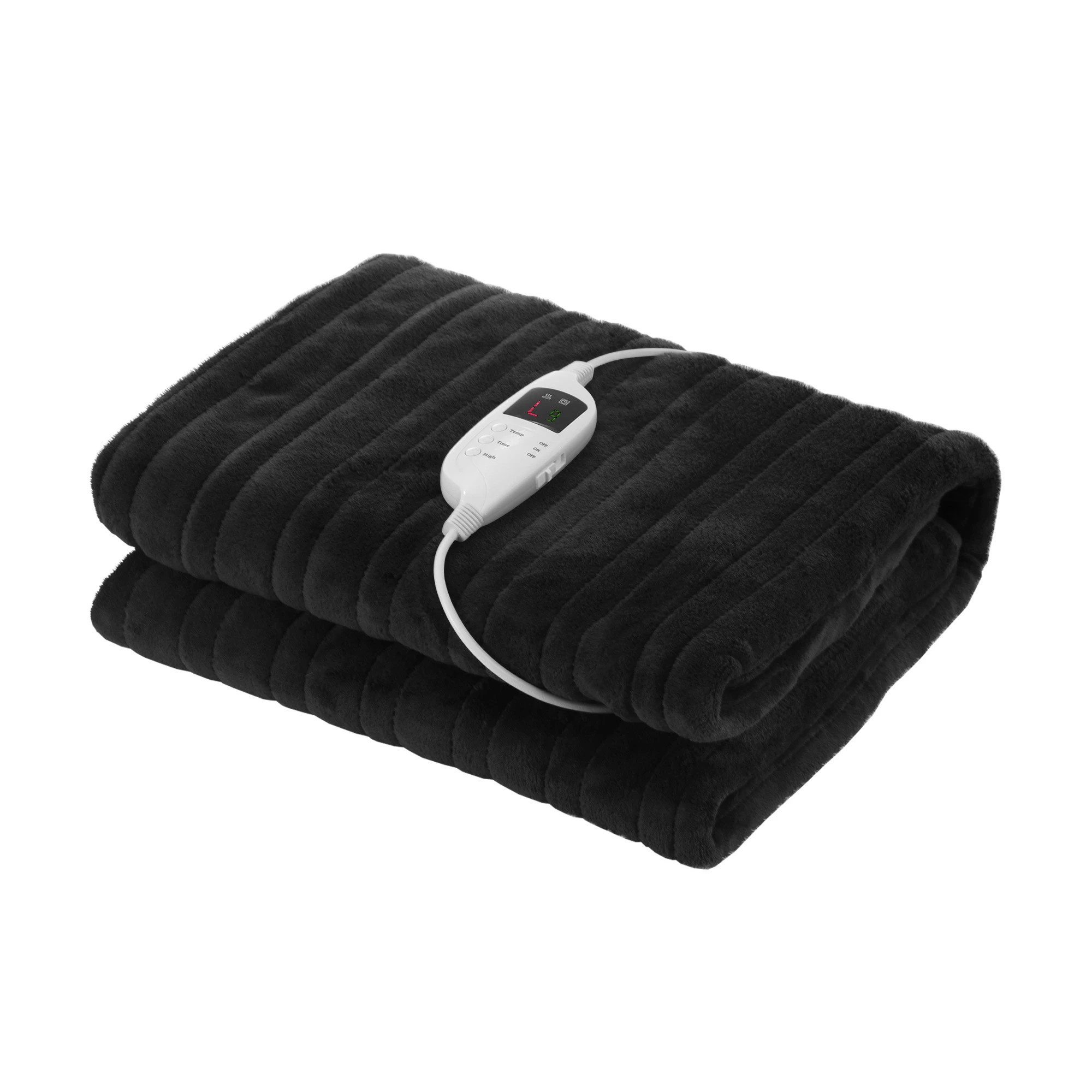 1 Bedra Bedding Washable Electric Heated Throw Rug Flannel Snuggle Blanket Winter Warm - Black, 1 of 10