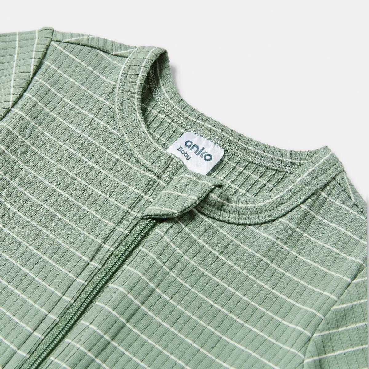 3 Rib Turn Cuff Coverall GREEN STRIPES, 3 of 3