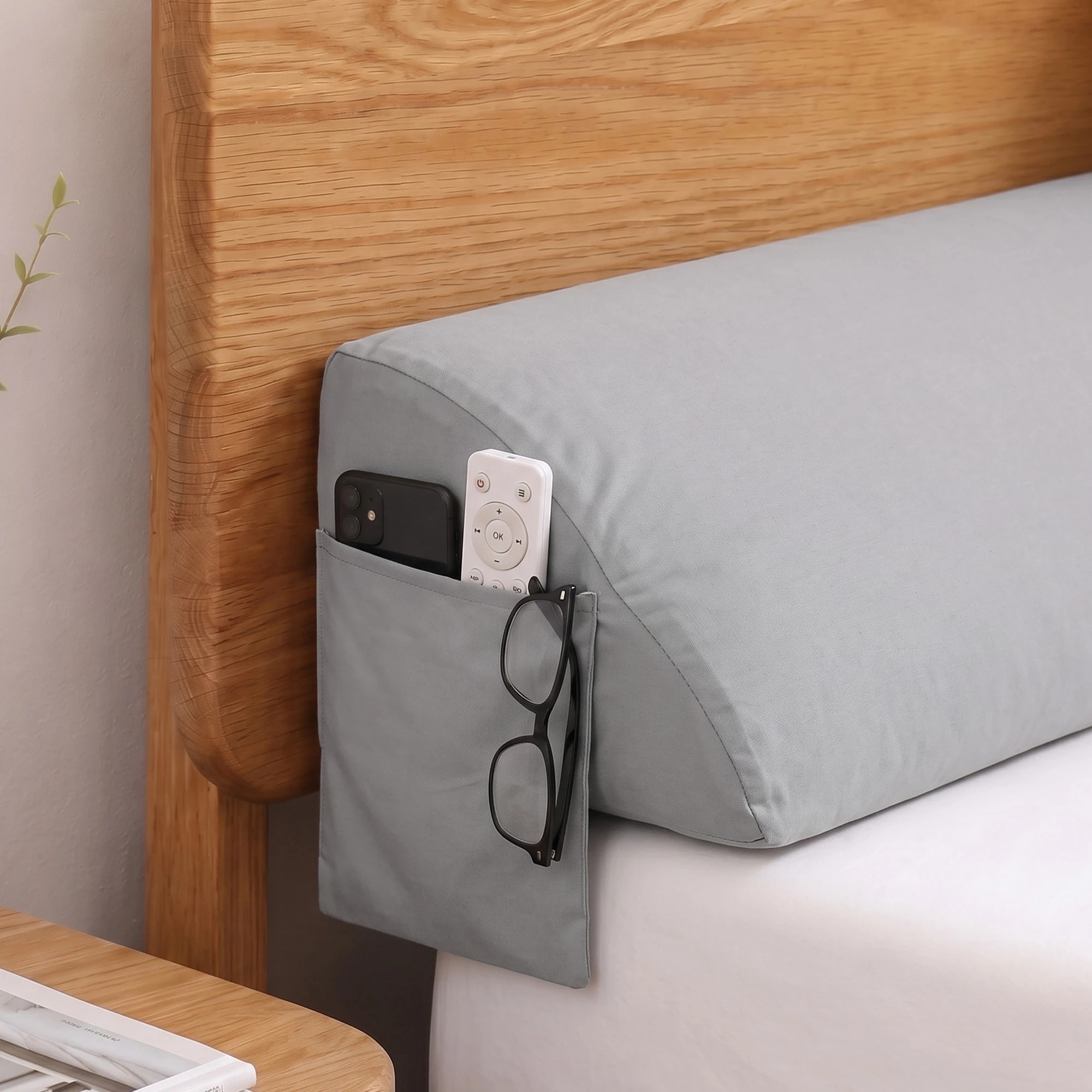 10 Giselle Bedding Wedge Pillow for Headboard, 25D Foam Filler With 2 Pockets - Queen Bed - Grey, 10 of 10