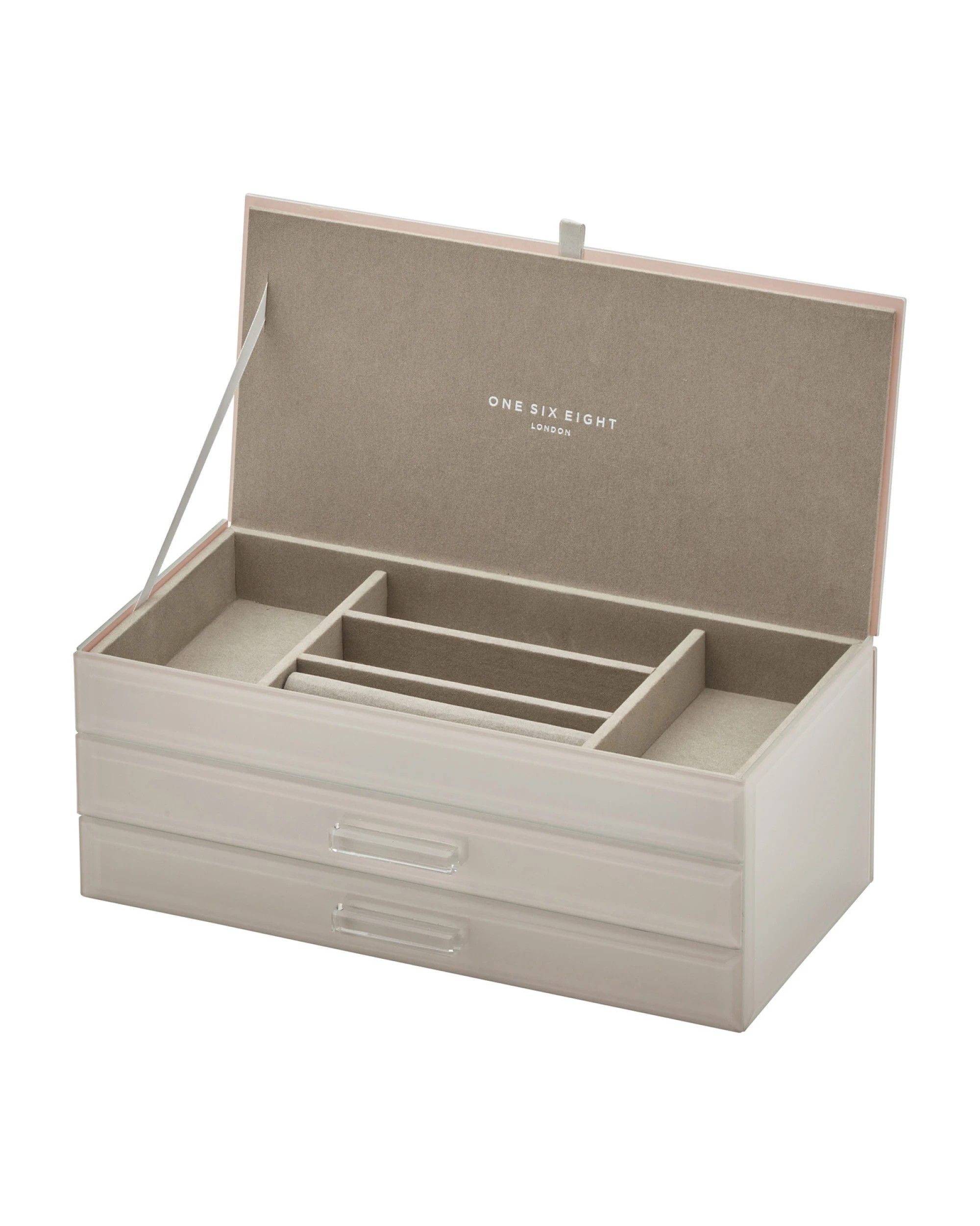 3 One Six Eight London Gabriella Jewellery Box - Cloud Grey - L - Grey, 3 of 6