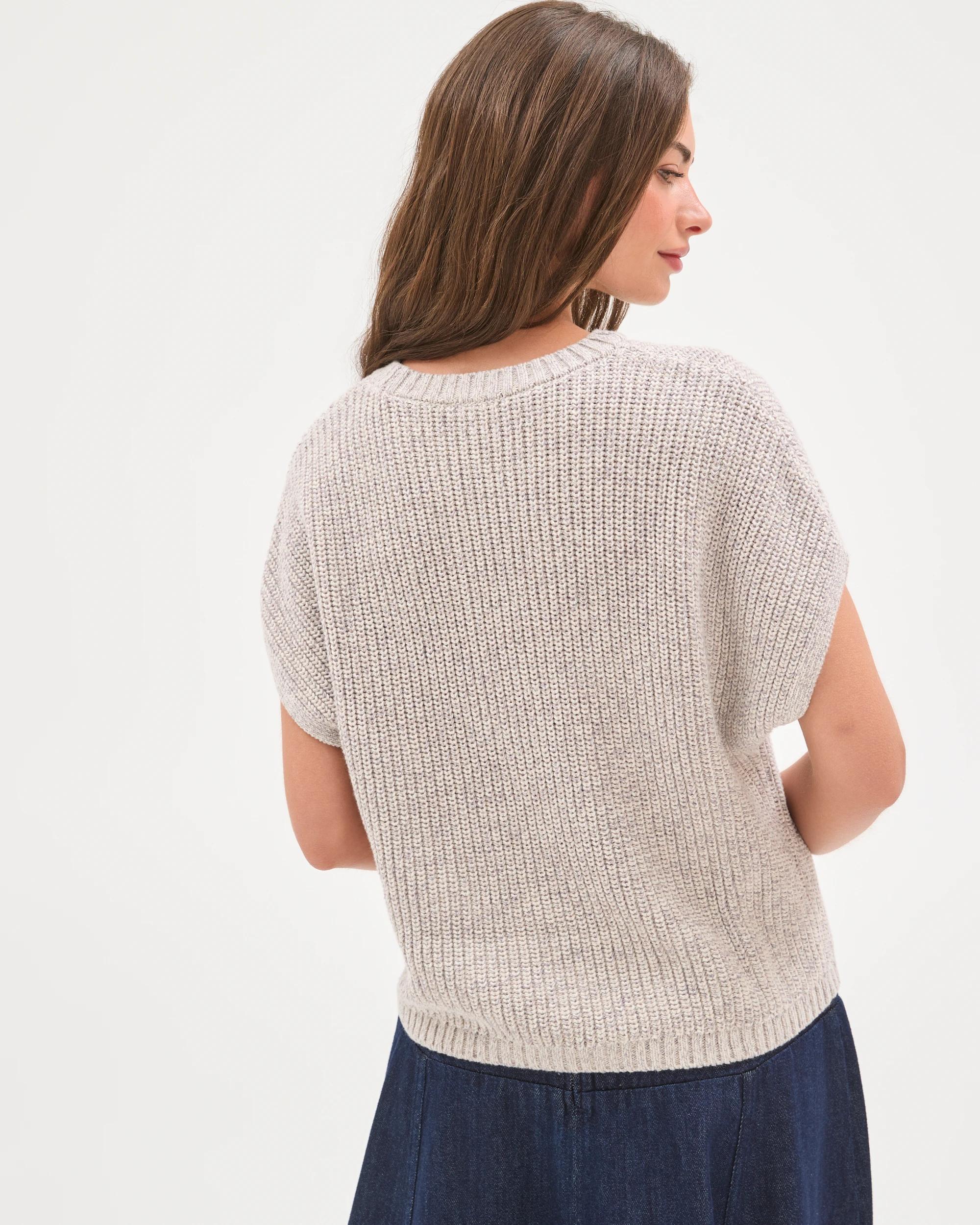 8 Target Petites Australian Cotton Short Sleeve Twist Knit Top PUMICE, 8 of 10