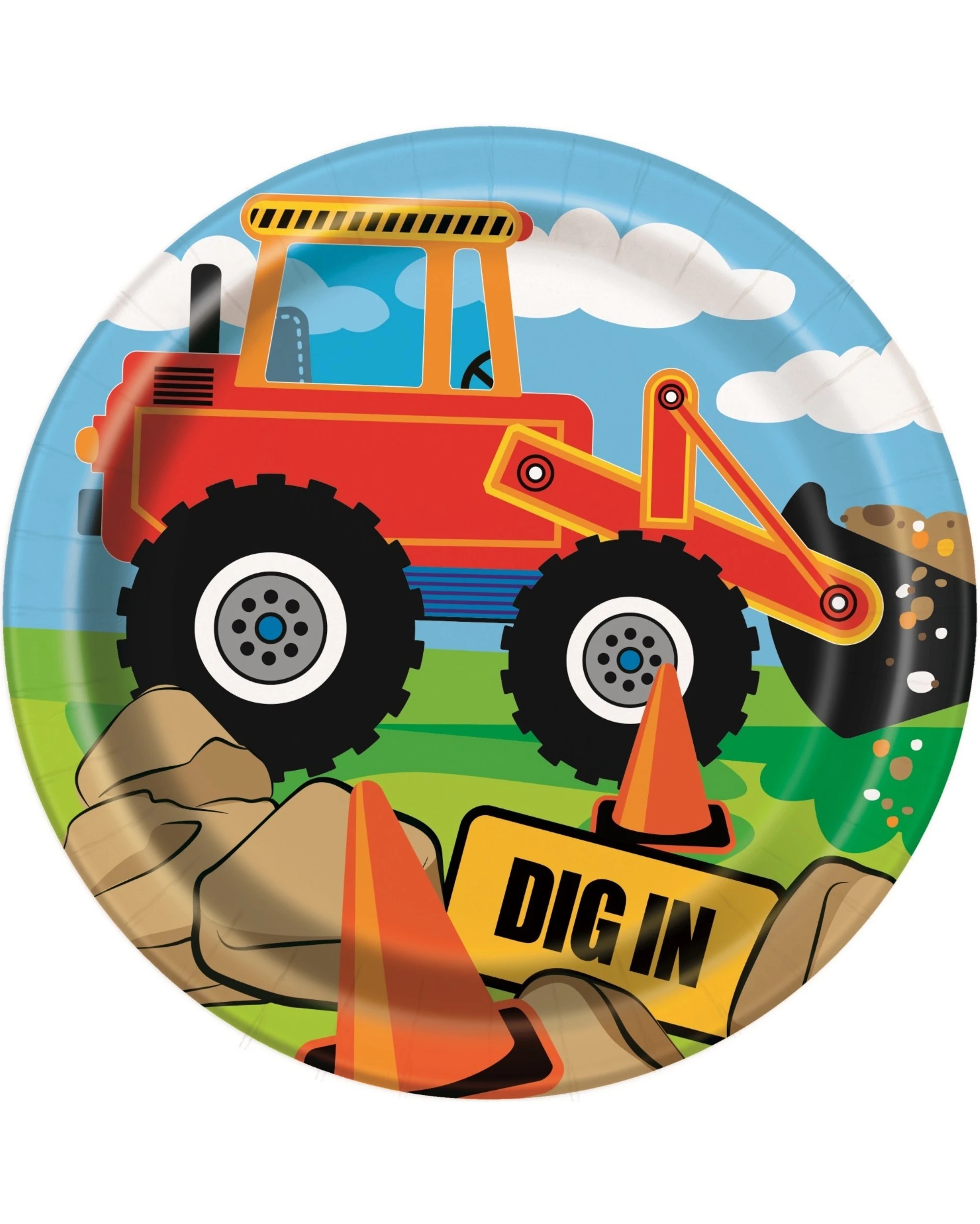 1 Unique Construction Party Small Paper Plates Pack of 8, 1 of 1