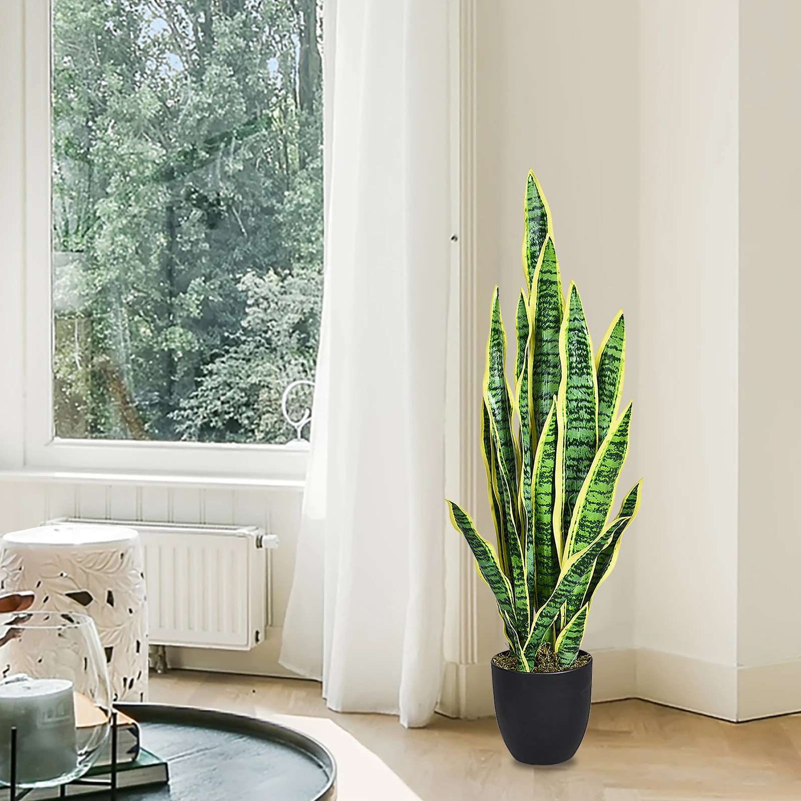 3 Costway 90cm Artificial Snake Plant Fake Sansevieria Potted Plant, 3 of 4