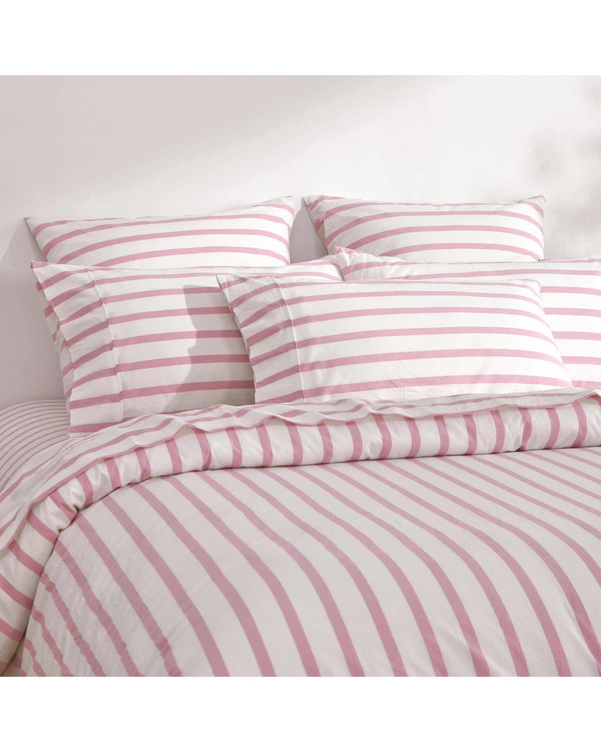 2 Dreamaker Bask Yarn Dyed Washed Cotton Striped Quilt Cover Set - Single Bed - Pink Pearl, 2 of 7