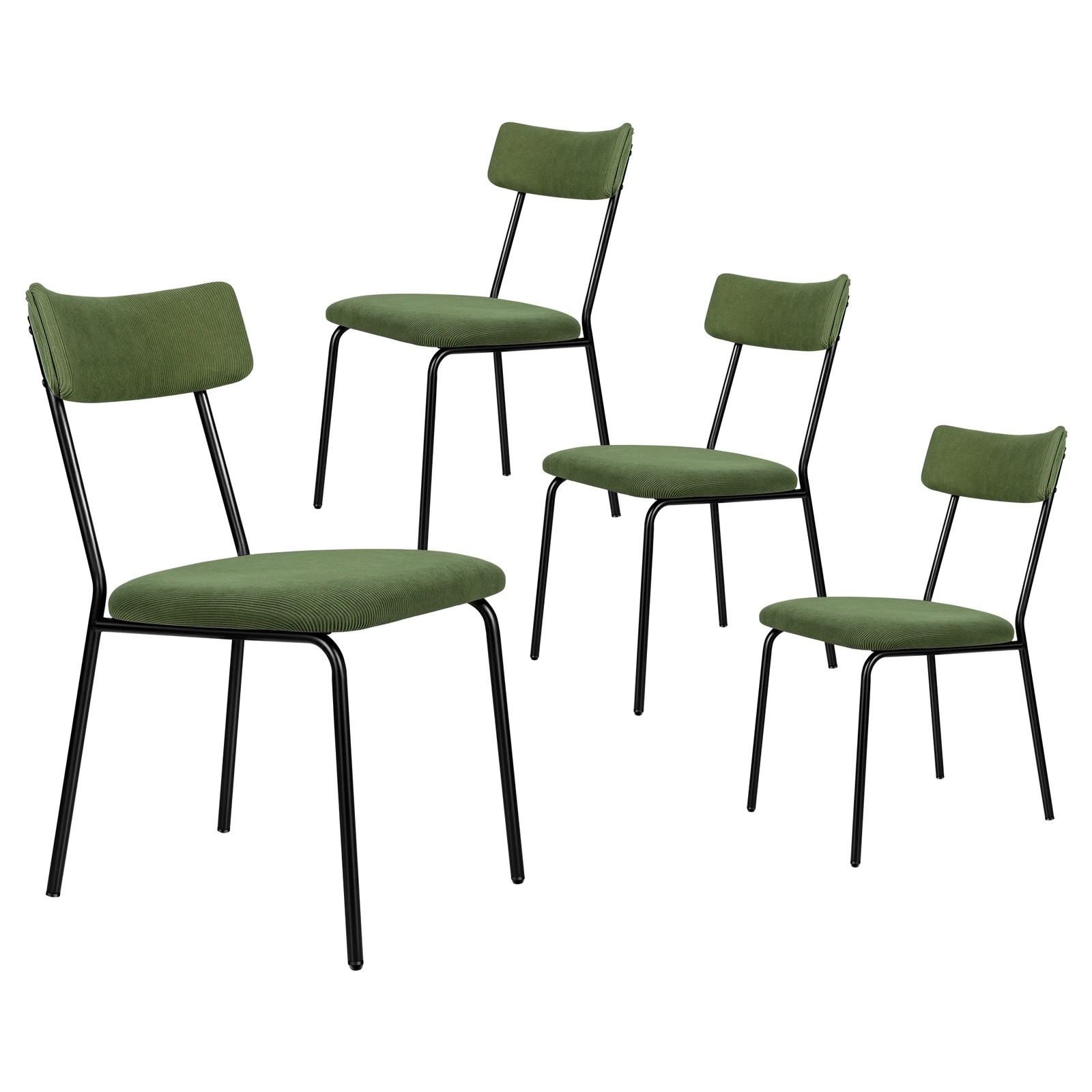 1 Alfordson 4x Dining Chairs Accent Kitchen Lounge Curved Backrest Corduroy - Green, 1 of 9
