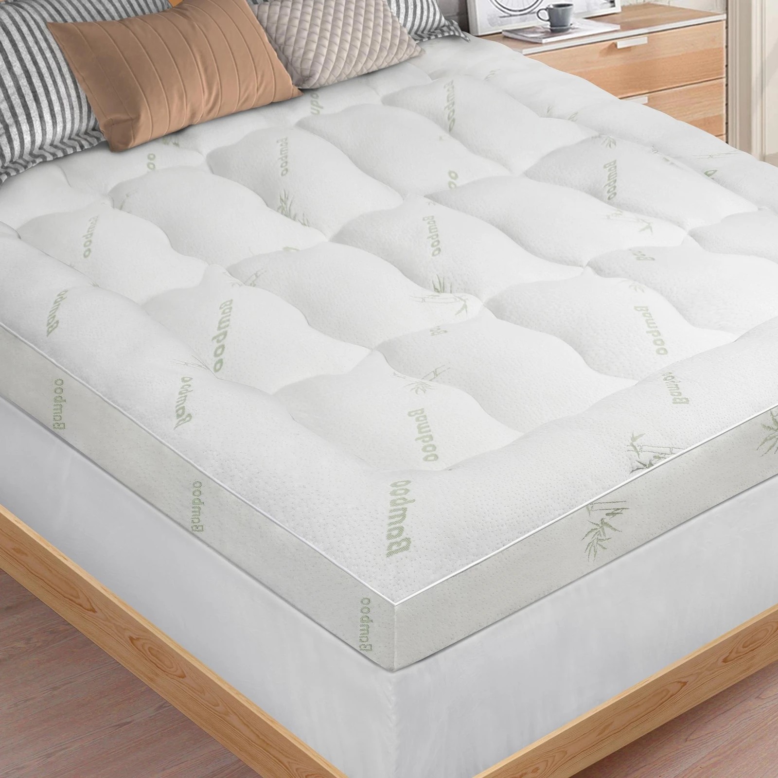 2 Starry Eucalypt Bamboo Fibre Pillowtop Mattress Topper Underlay Pad 11cm - Double Size - Double Bed, 2 of 6