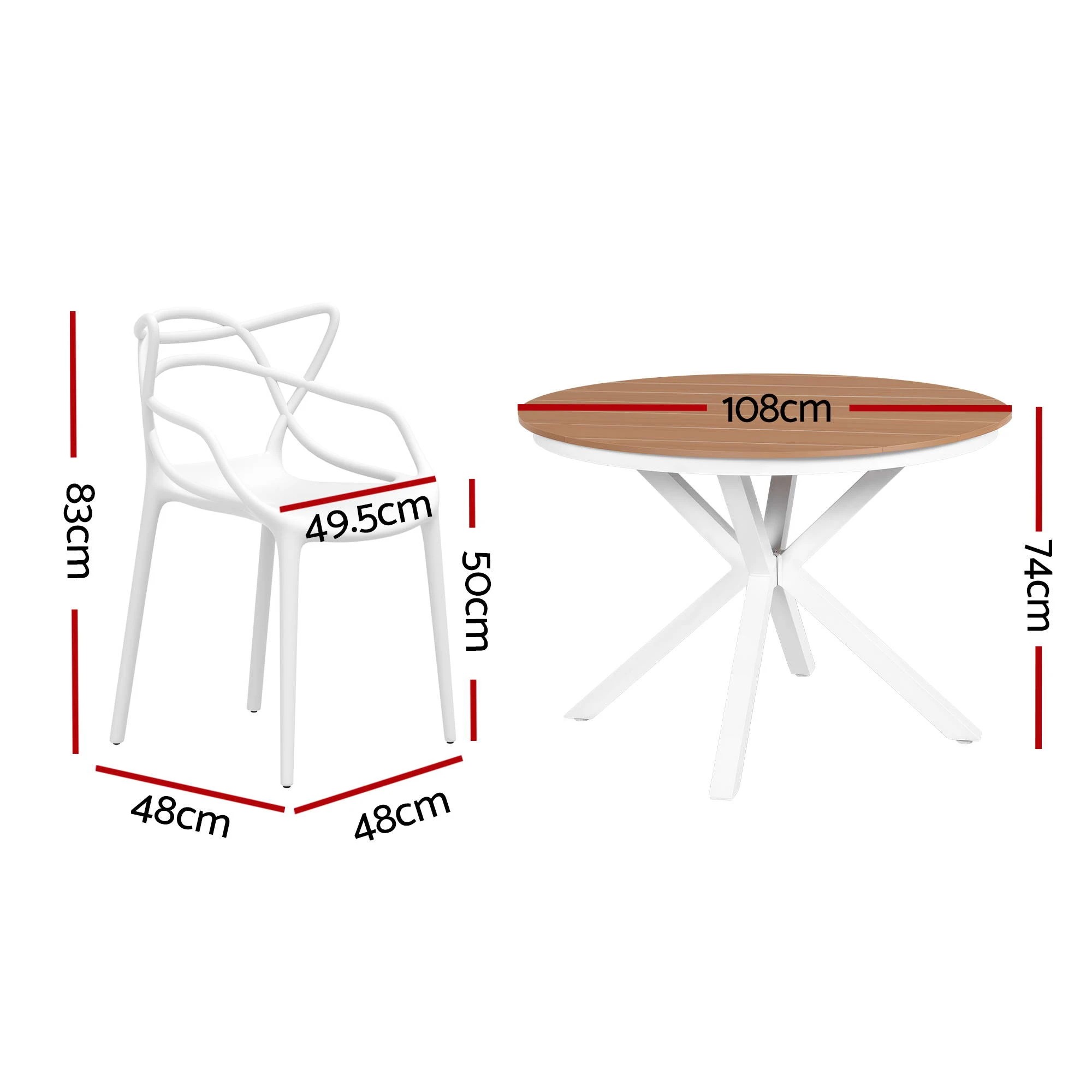 2 Gardeon 5PCS Outdoor Dining Set Table and Chairs Patio Garden Furniture Entwine - White, 2 of 8