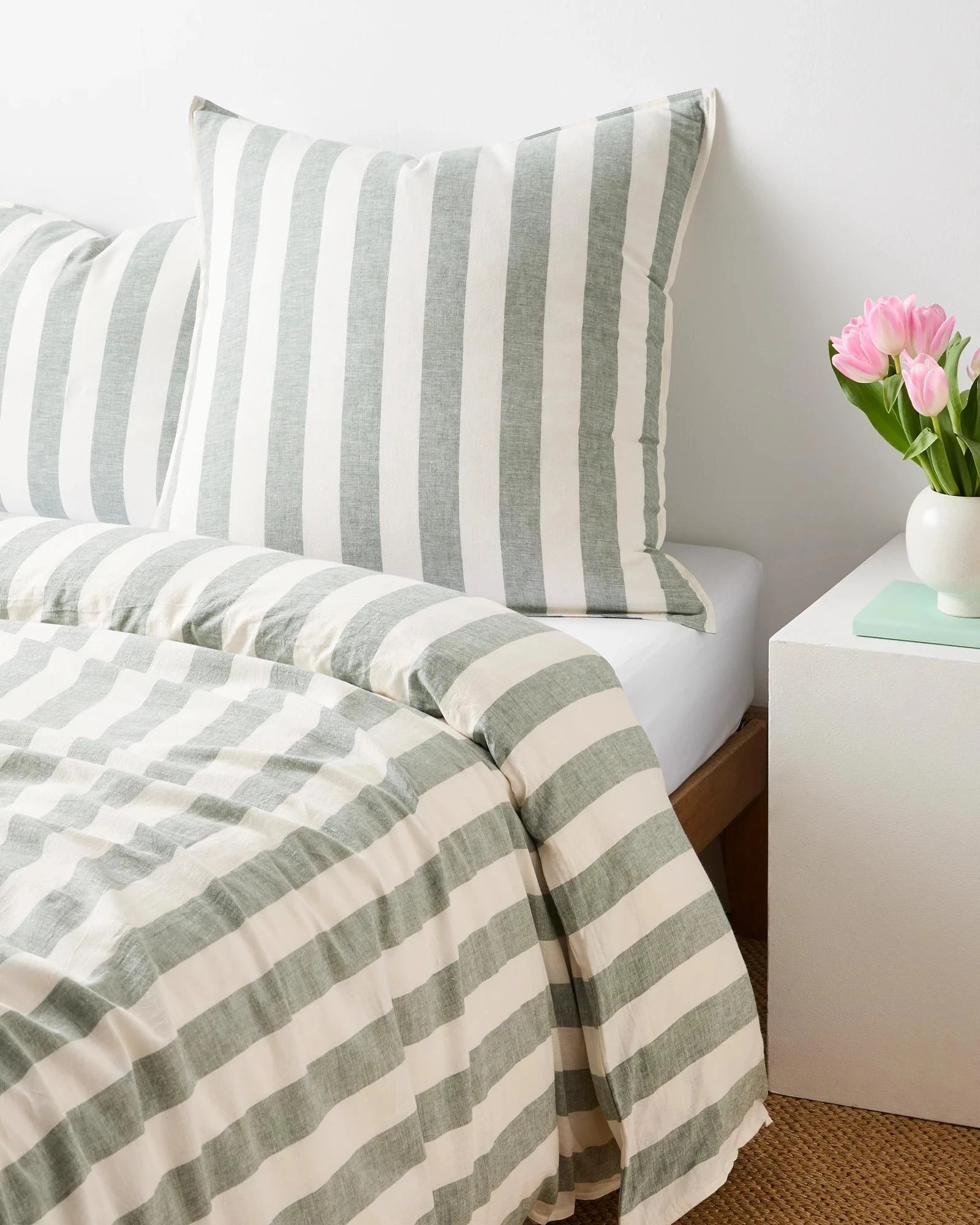 1 Target Reid Stripe Linen/Cotton European Pillowcase - Agave - Queen Bed - Green, 1 of 2