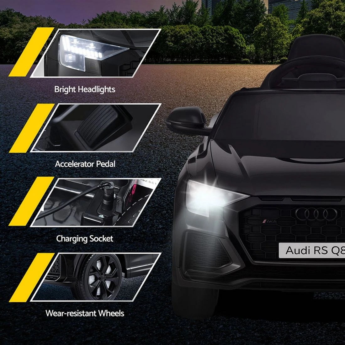 7 Kids Ride On Car Licensed RSQ8 Electric Toy Remote 12V Cars - Black, 7 of 8