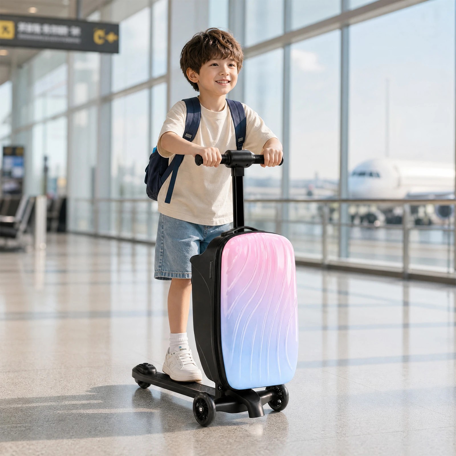 8 Advwin 4-in-1 Kids Scooter Suitcase Ride-On Luggage Carry-On Hardshell Travel Suitcase, 8 of 9