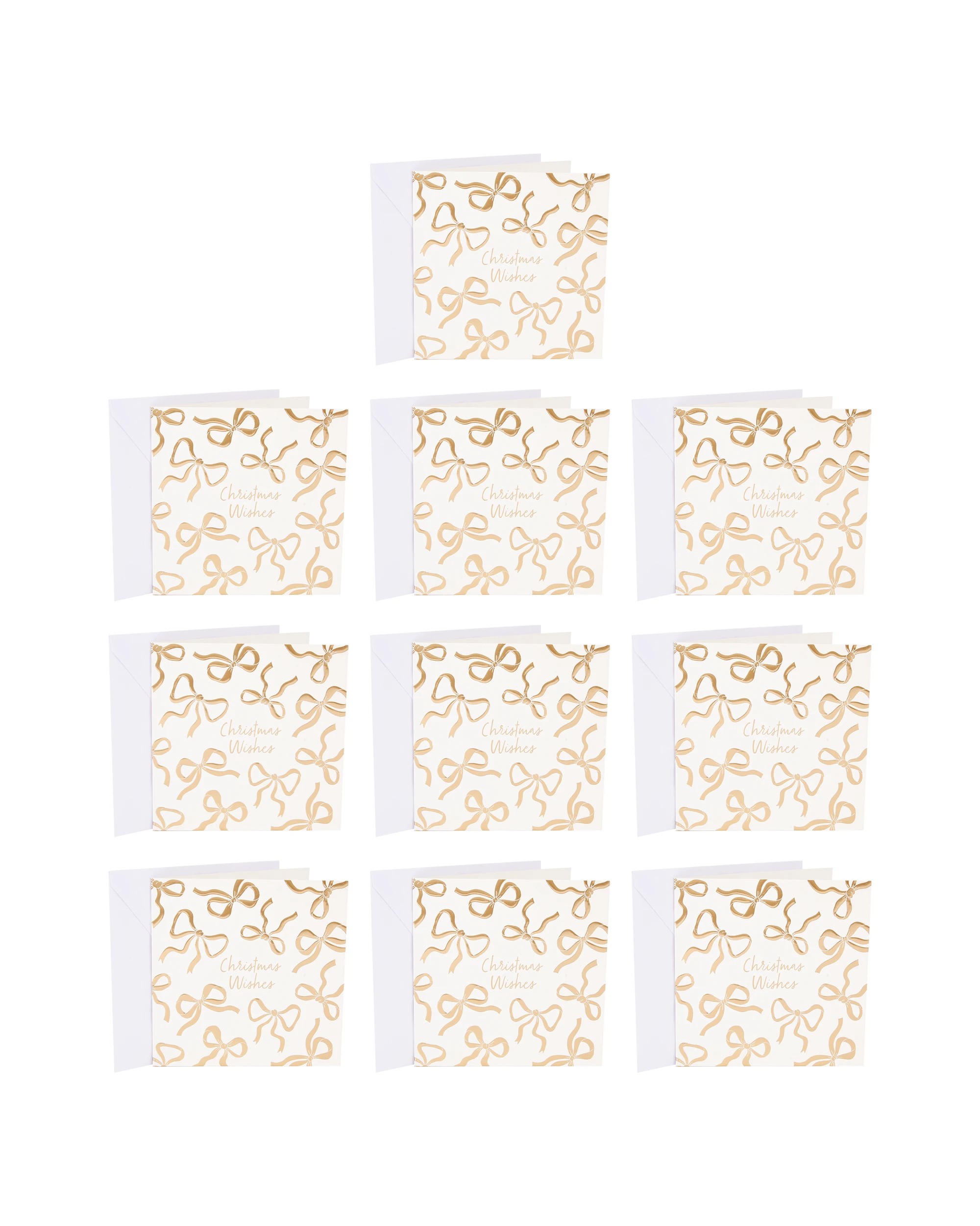 4 10 Pack Bows Square Christmas Cards, 4 of 5