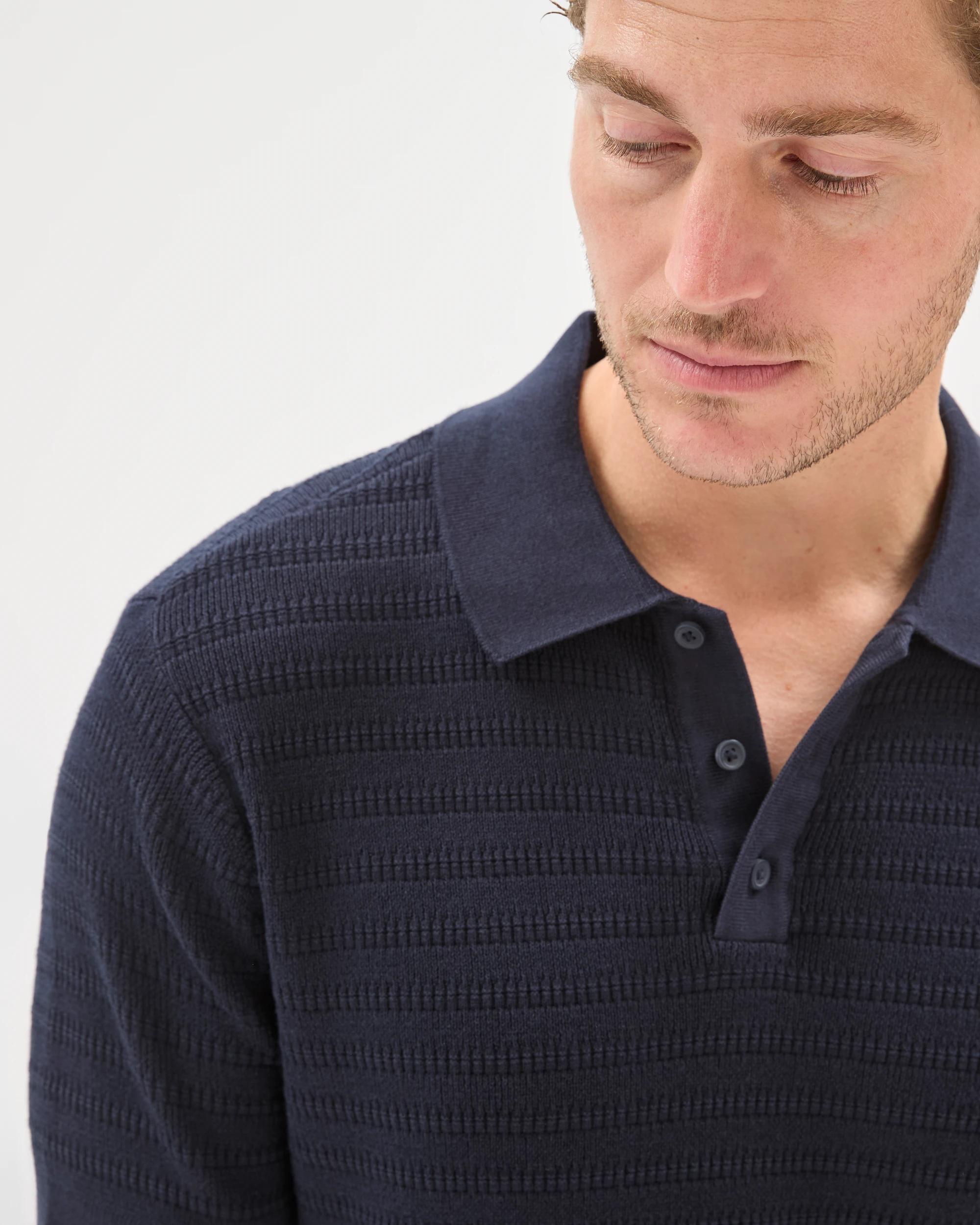 5 Target Man Australian Cotton Patterned Knit Polo Top NAVY, 5 of 6