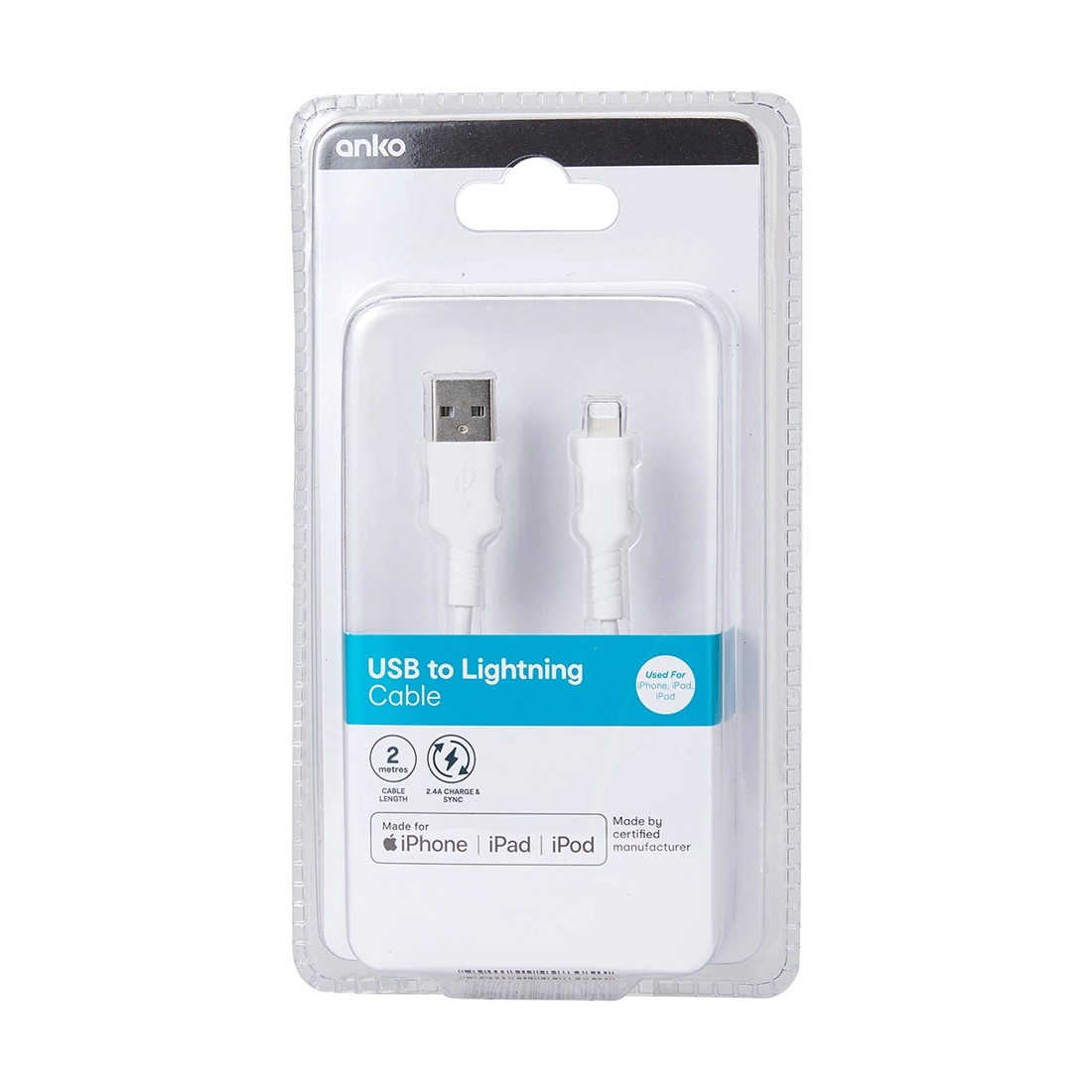 4 USB to Lightning Cable - 2m, White, 4 of 4