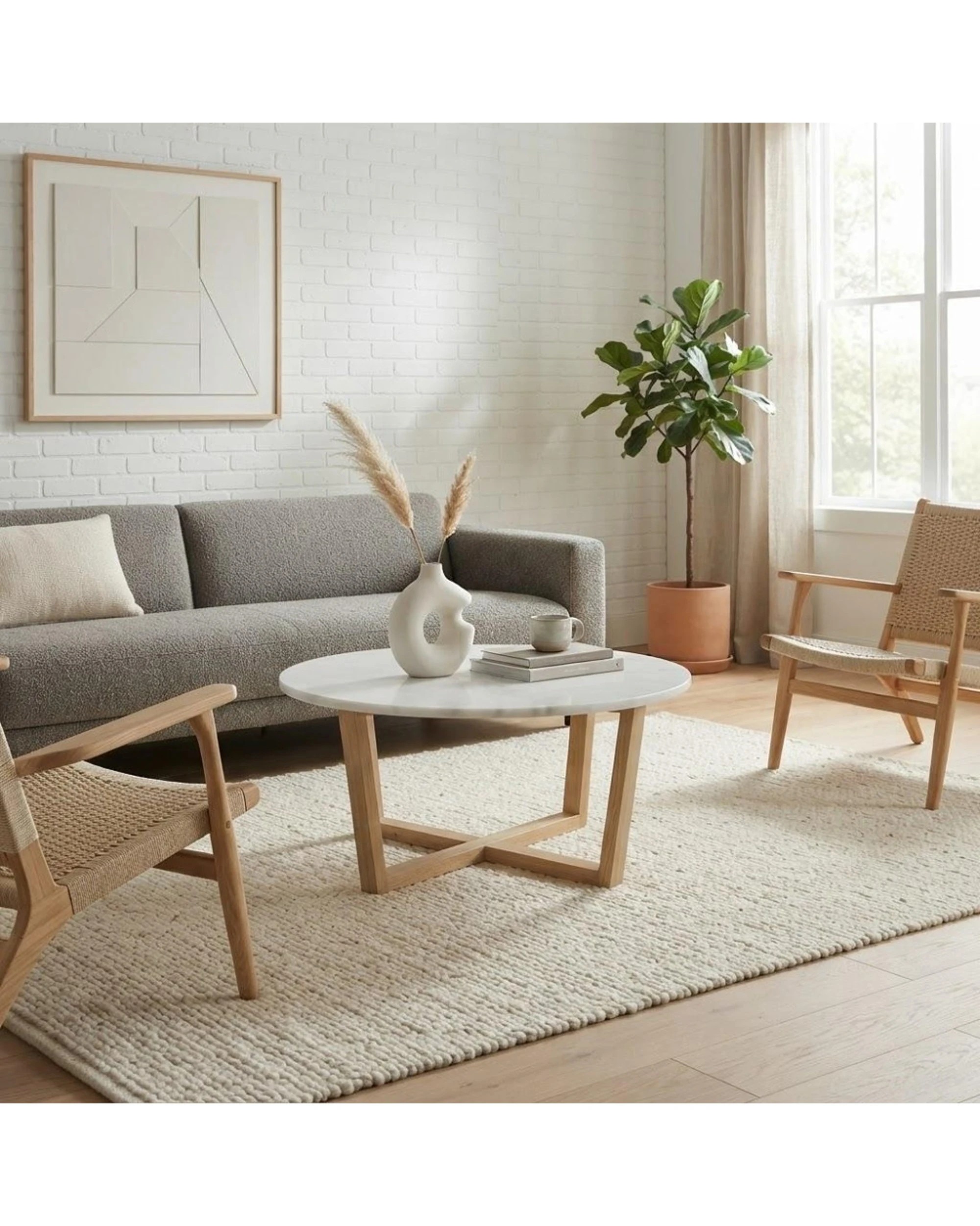 3 Codu Lyra Coffee Table Marble Top 85x85x40cm - White, 3 of 9