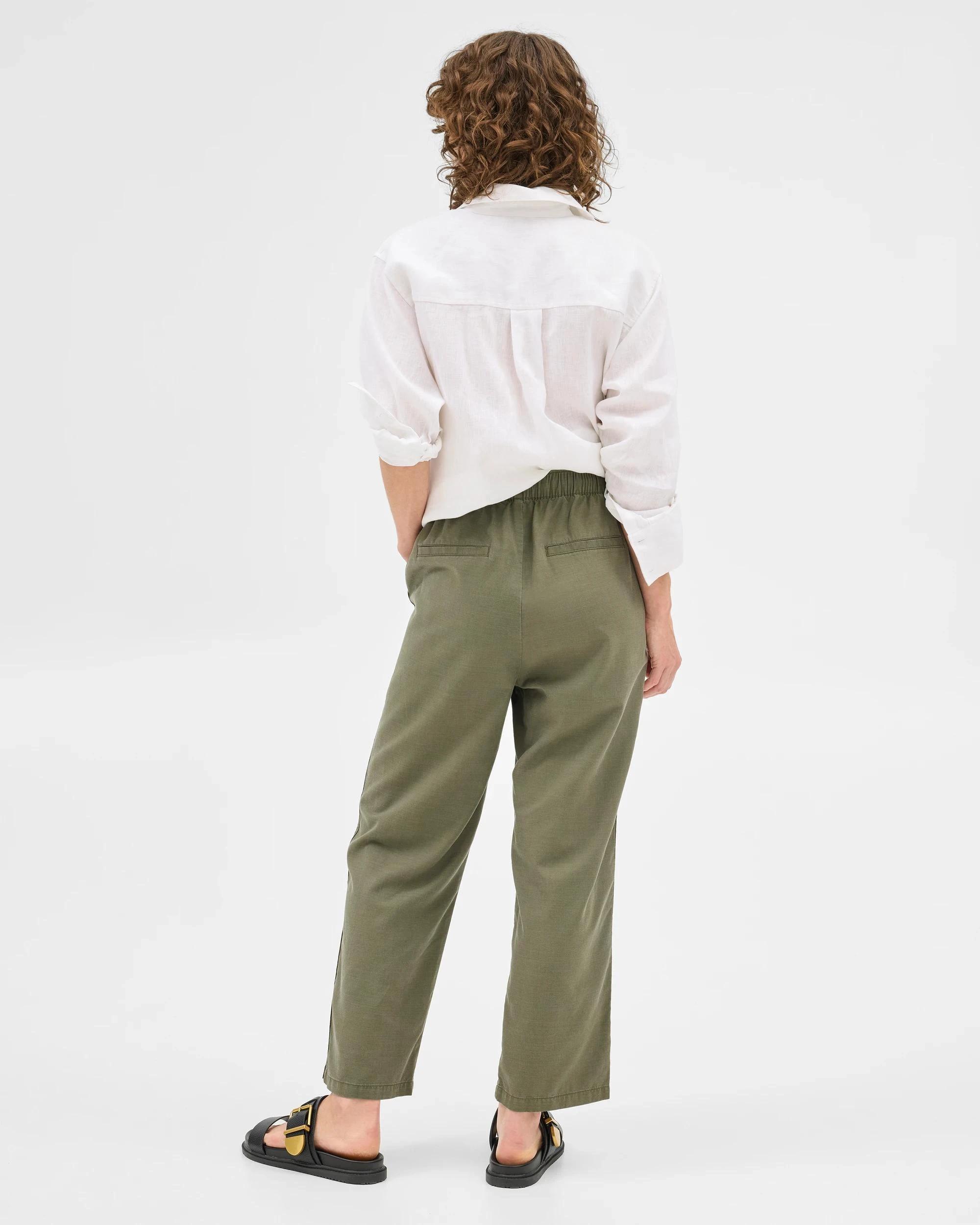 4 Target Straight Slub Pants ARMY GREEN, 4 of 6