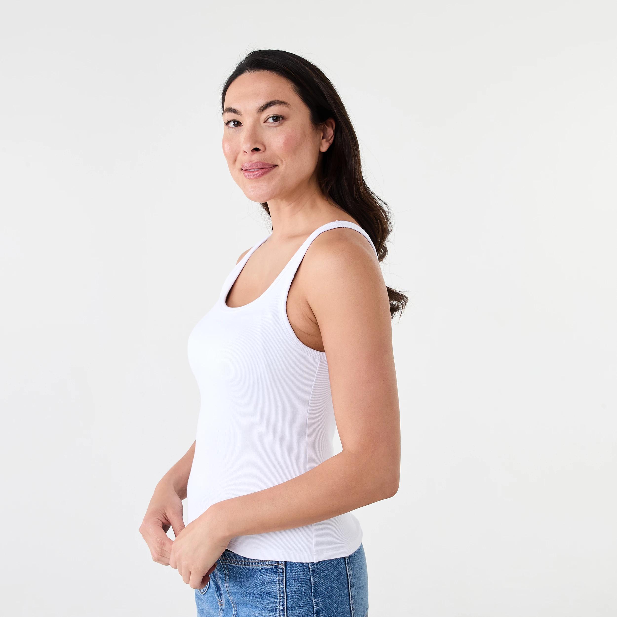 2 Sleeveless Shelf Bra Cami White, 2 of 5