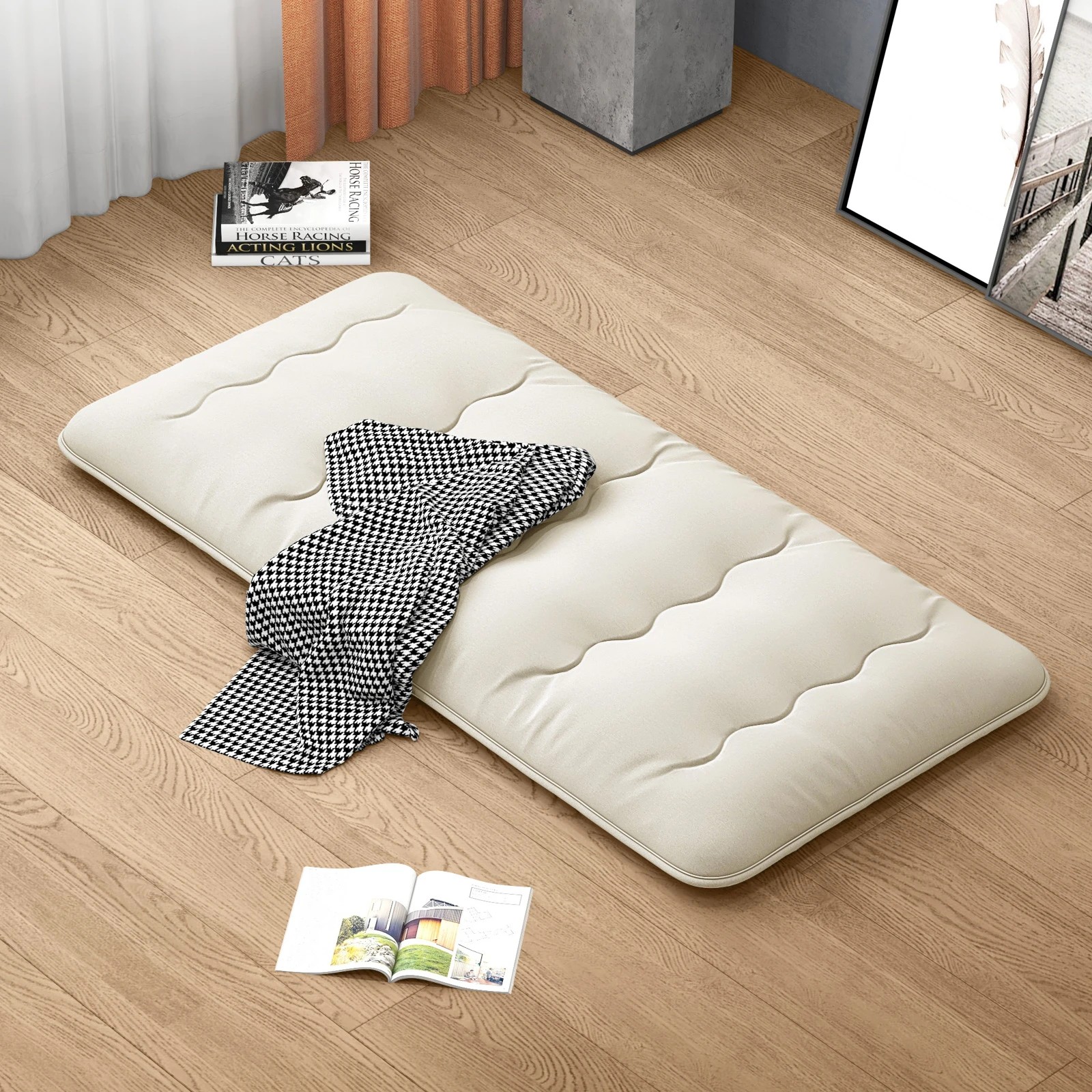 2 Costway Single Size Foldable Mattress Portable Roll Up Mat Japanese Floor Mattress w/Carry Bag - Beige, 2 of 3