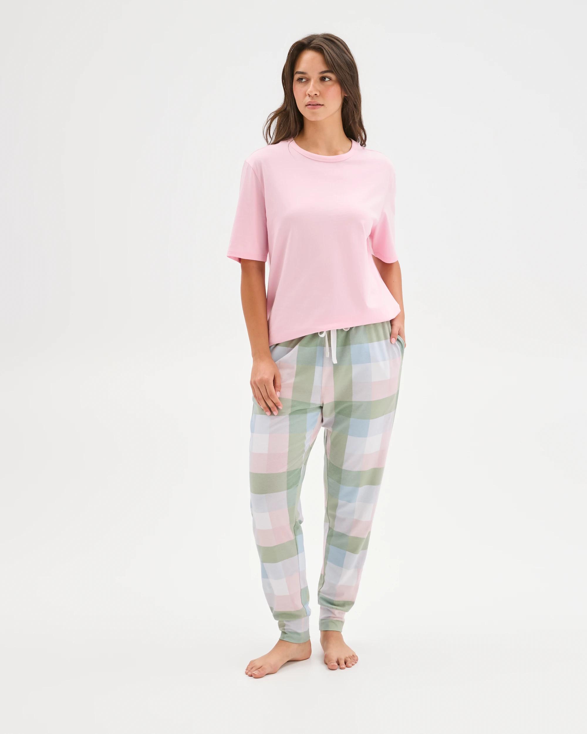 1 Target Woman Australian Cotton Printed Sleep Joggers BLOOM CHECK, 1 of 5
