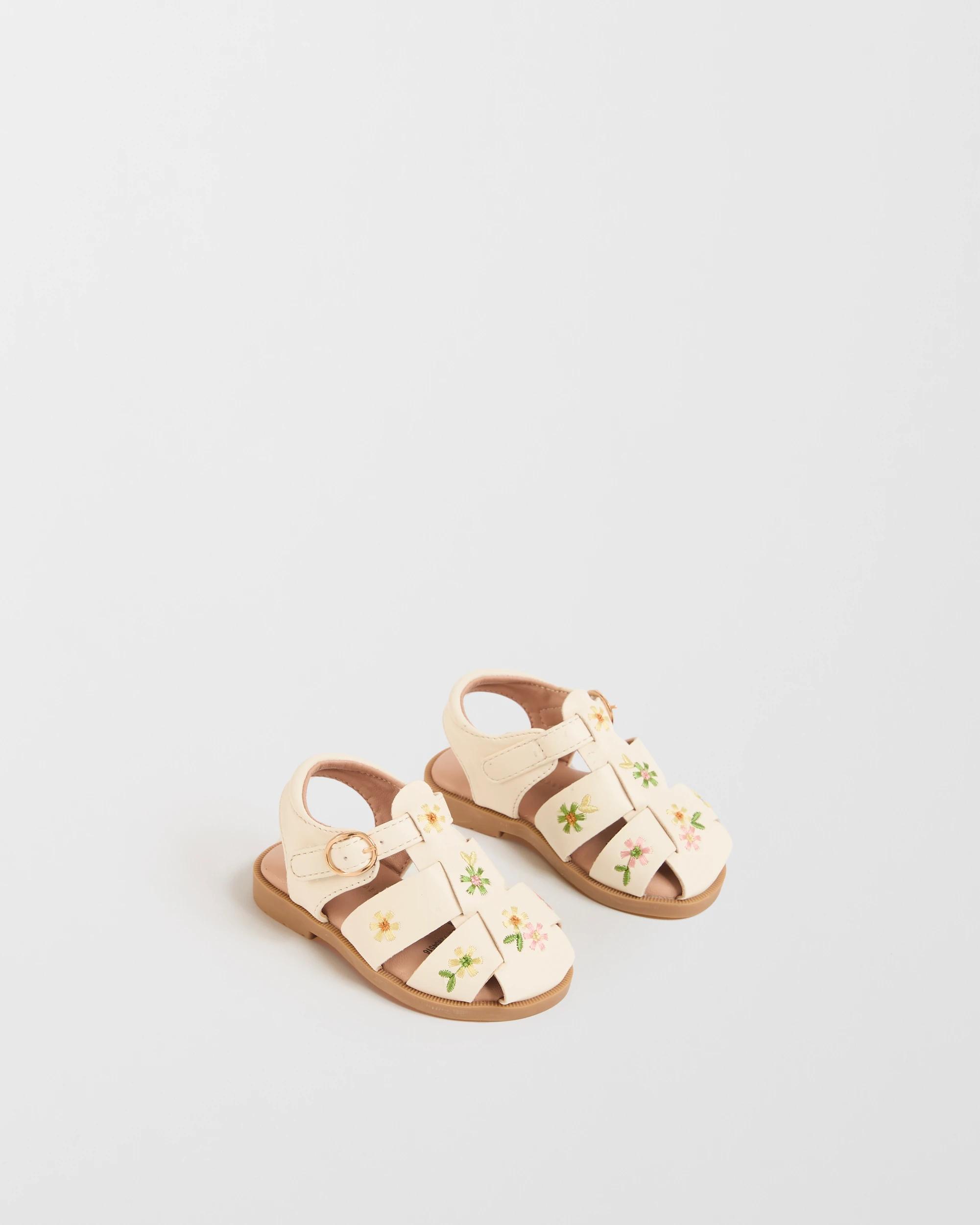 2 Target Baby First Walker Embroidered Caged Sandals CREAM, 2 of 3