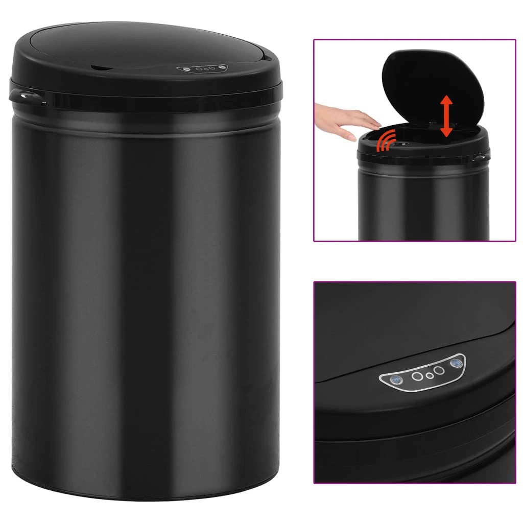 1 Vidaxl Automatic Bin Trash Bin - Black, 1 of 8