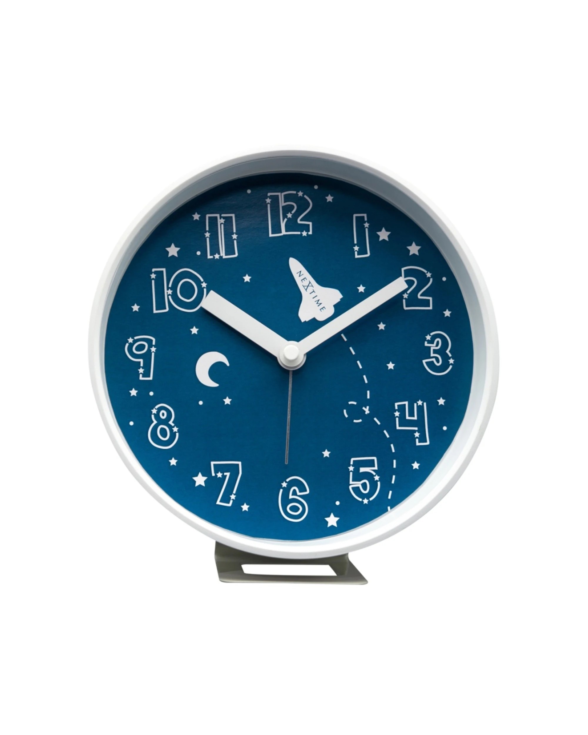 1 NEXTIME Rocket Alarm Clock Space Themed Dial Silent Movement Night Light - Blue, 1 of 7