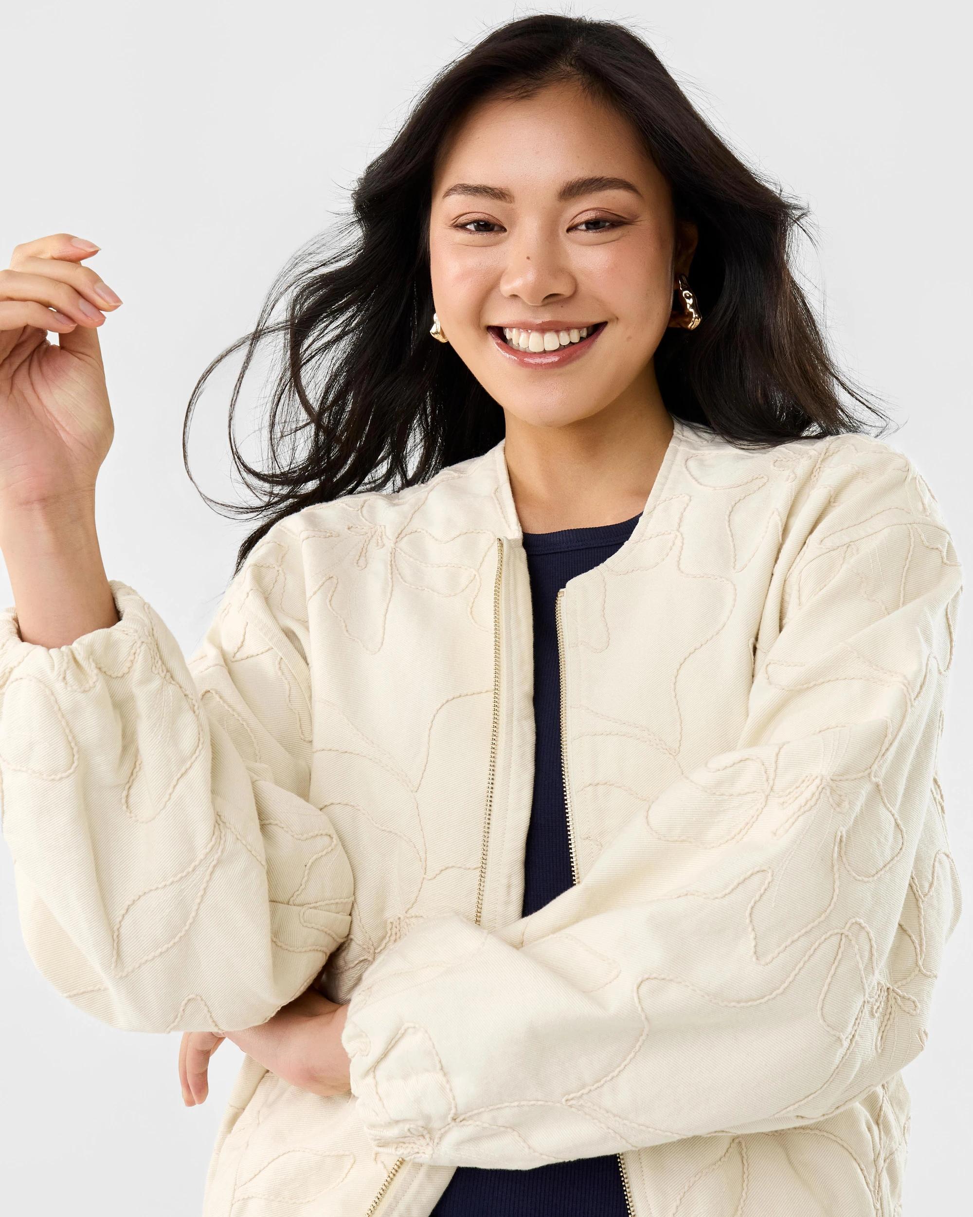 6 Embroidered Bomber Jacket Cld White, 6 of 9