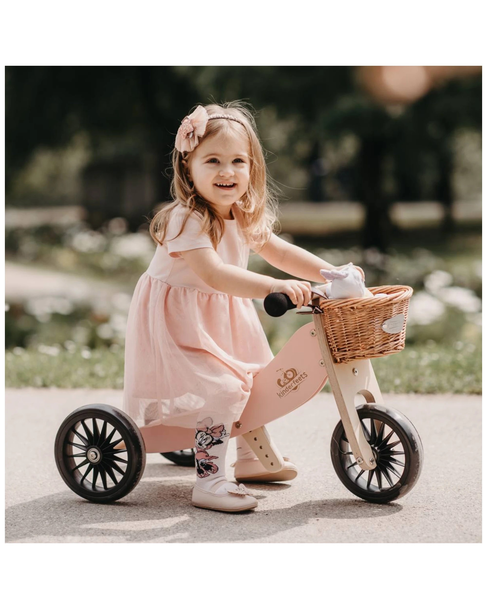 4 Kinderfeets 72cm Wood Tiny Tot Plus Balance Bike Trike Kids Ride-on Toy Rose 18m+. - Pink, 4 of 7