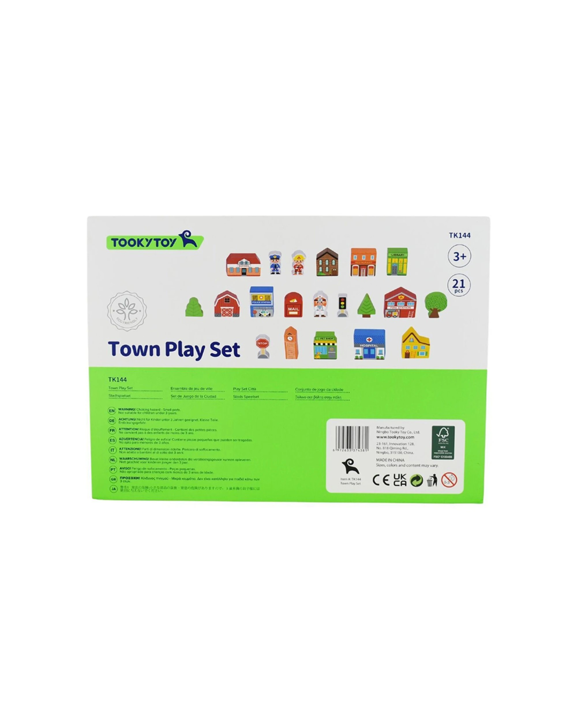 7 Tooky Toy 21pc Town Play Set Wooden Case Kids Pretend Playset Toys - Multi, 7 of 7