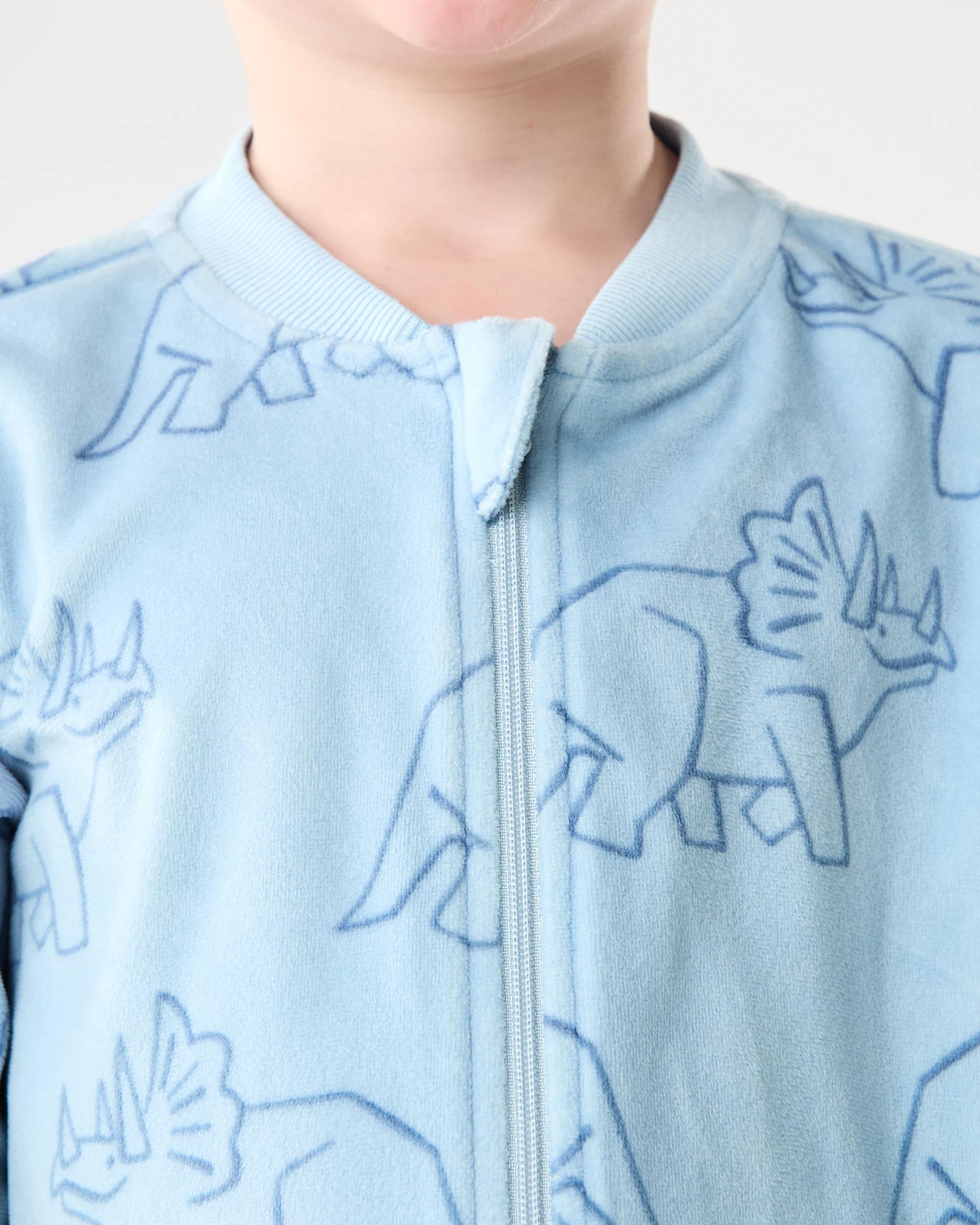 6 Fleece All-in-One Sleepsuit Blu Dino, 6 of 9