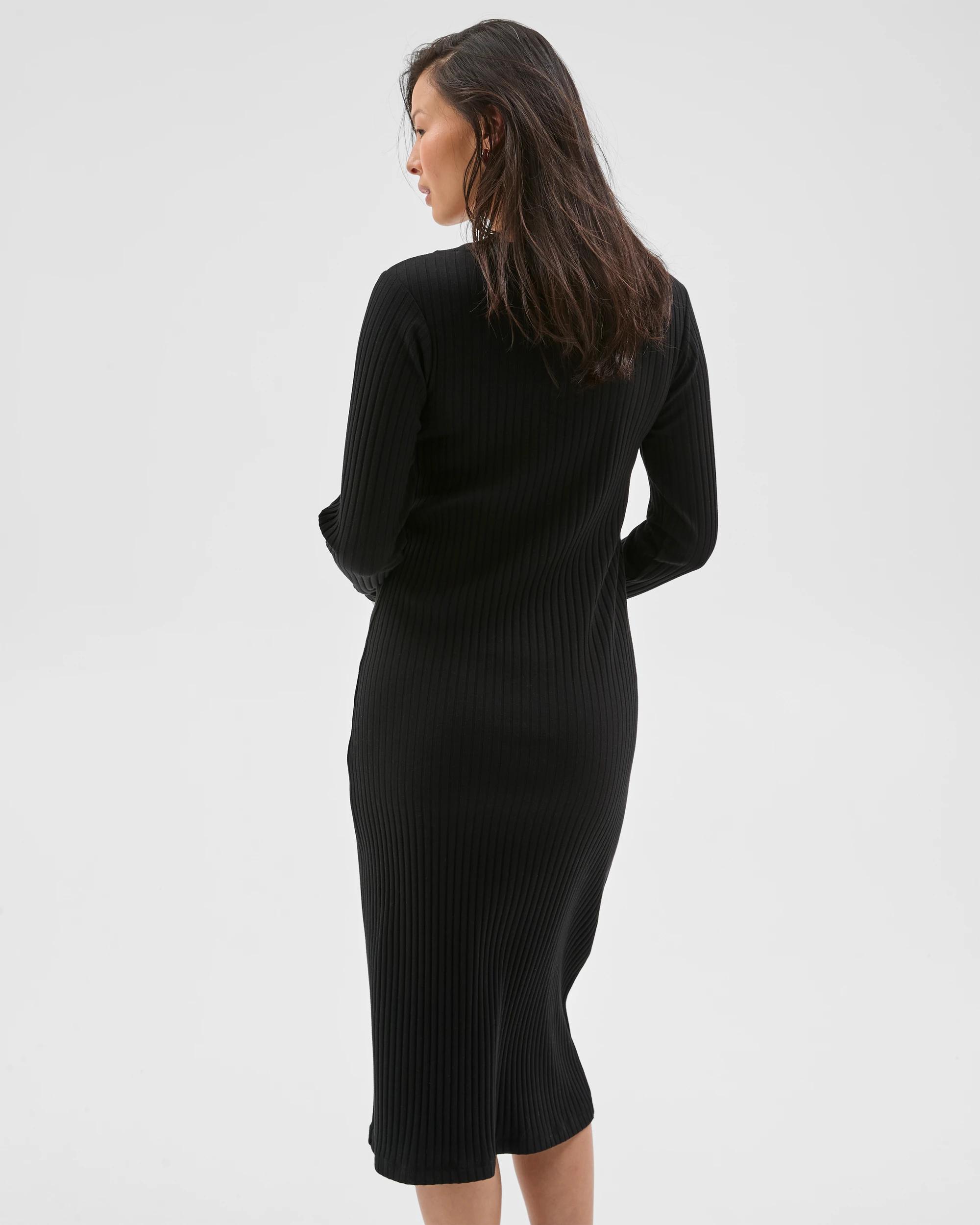 7 Target Maternity Maternity Australian Cotton Blend Long Sleeve Rib Knit Dress BLACK, 7 of 9