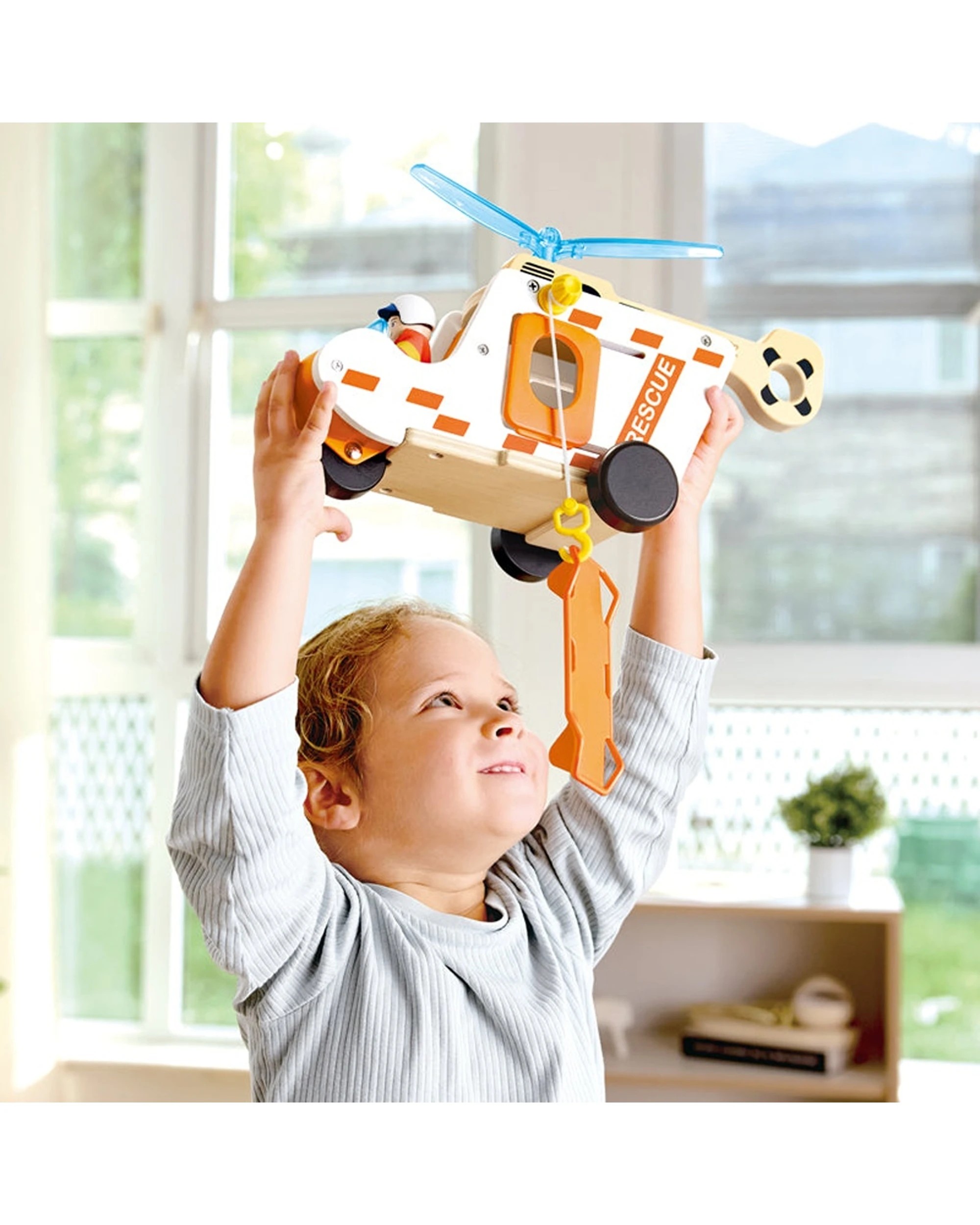 4 Hape To The Rescue Helicopter Toy With Pilot And Hoist For Kids and Toddlers - Multi, 4 of 4
