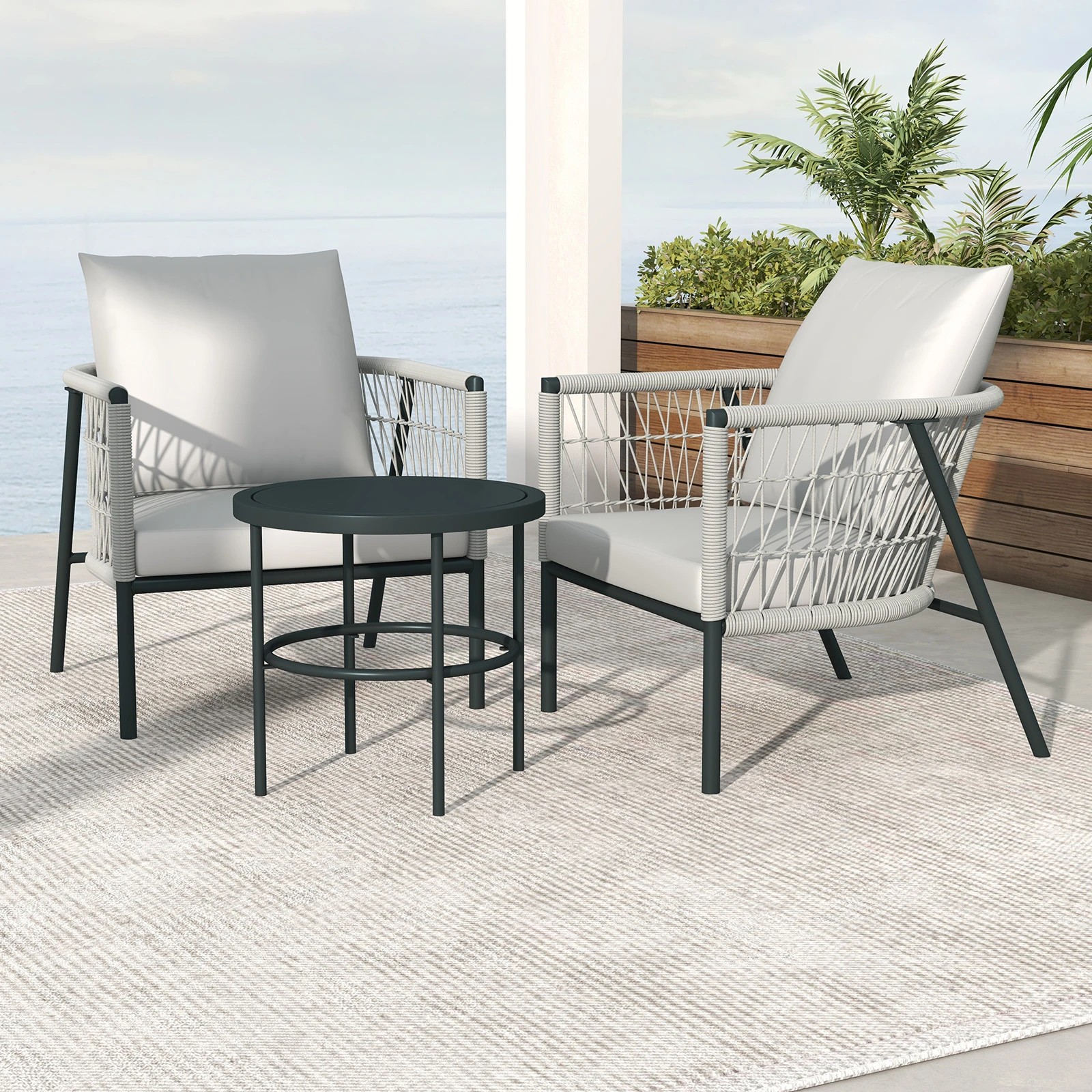 3 Arcadia Furniture Reims 3 Piece Patio Outdoor Weather Resistant Set Stylish - Grey - Grey, 3 of 10