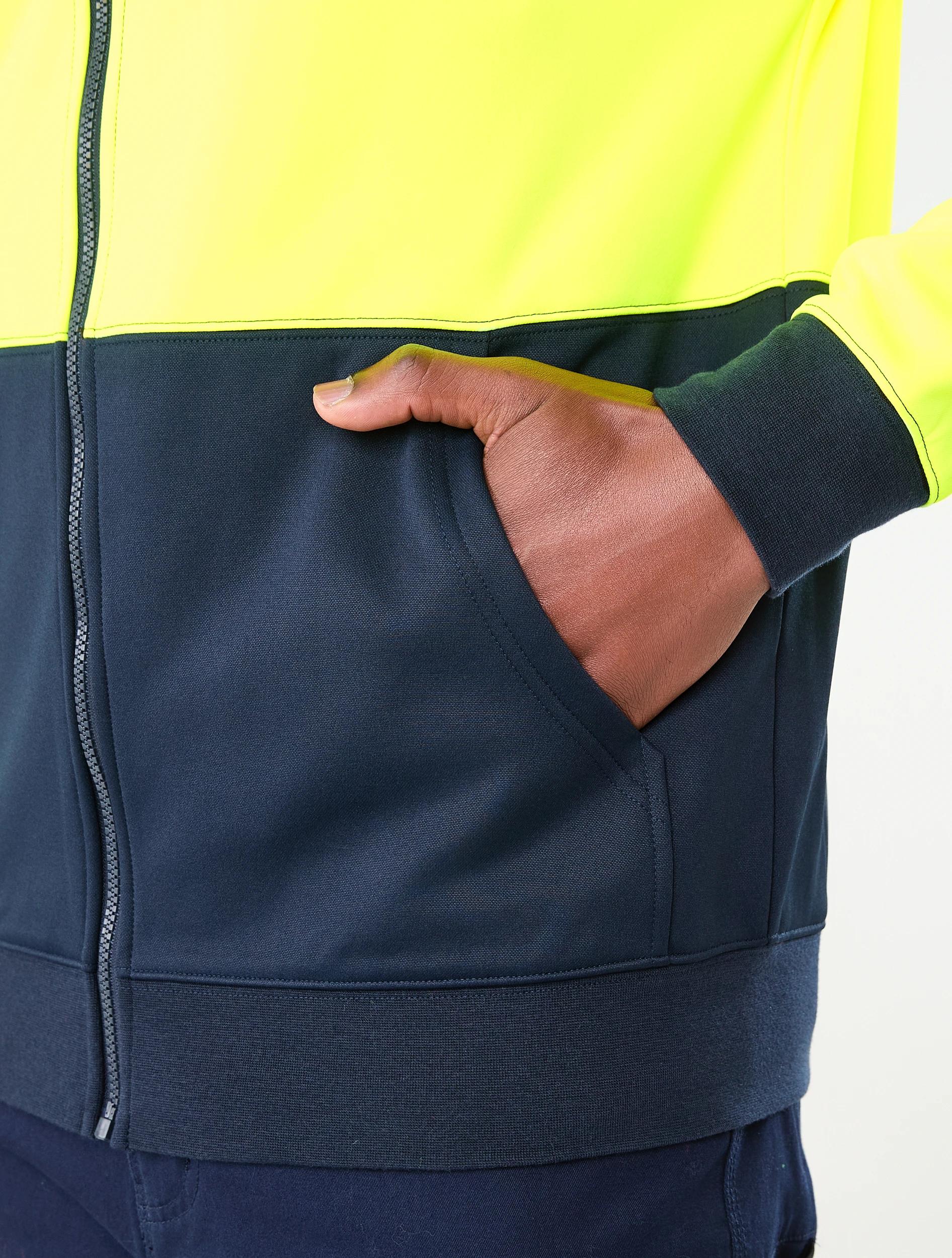 7 Workwear Hi-Visibility Zip Through Hoodie Yellow, 7 of 7