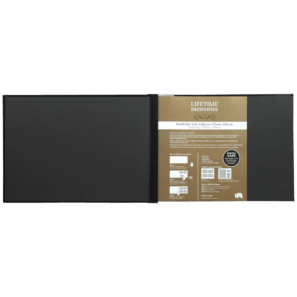 6 NCL Self Adhesive Jumbo Album Plain Black, 6 of 8