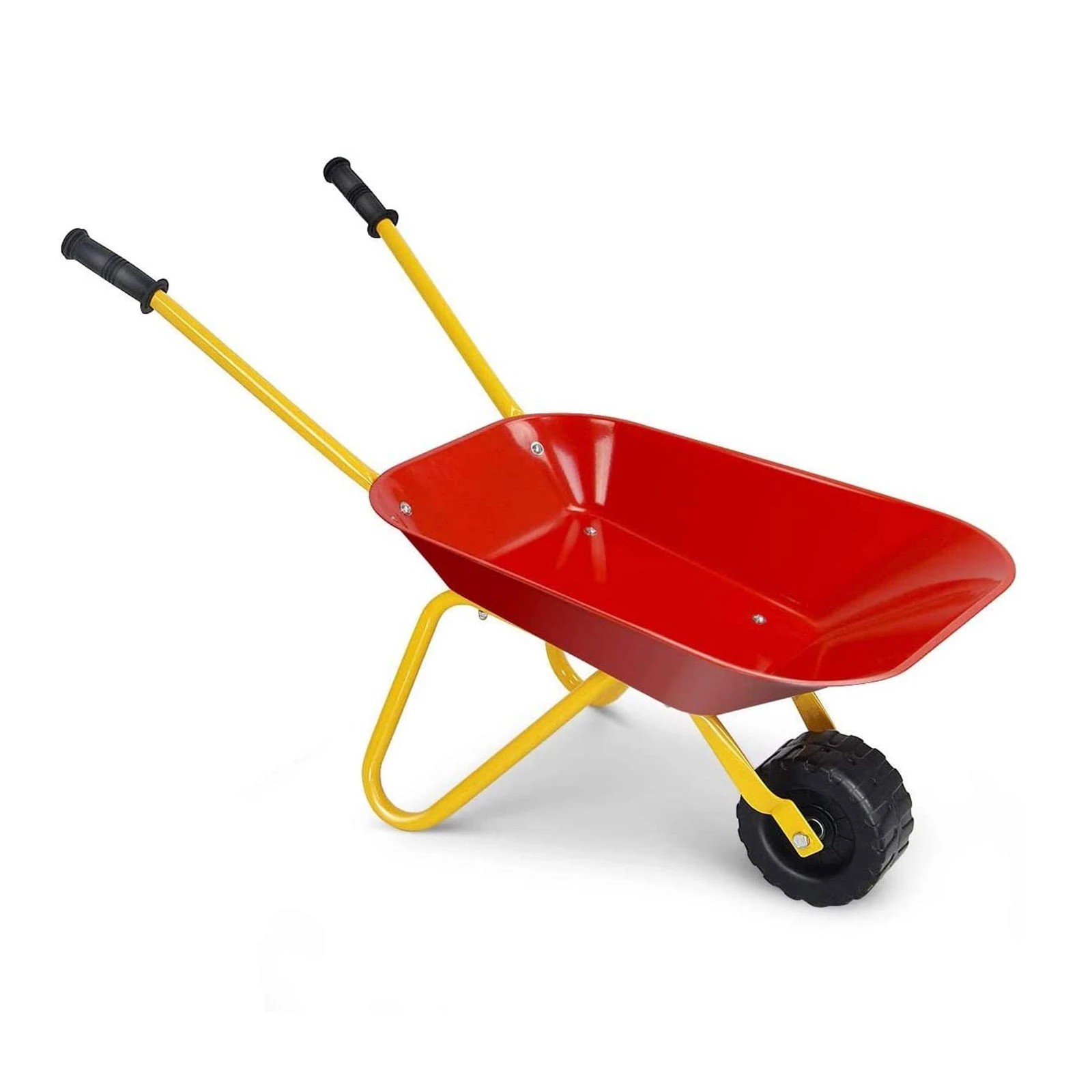 1 Costway Rolling Metal Wheelbarrow Dump Cart Outdoor Garden Yard Play Toy - Red, 1 of 2