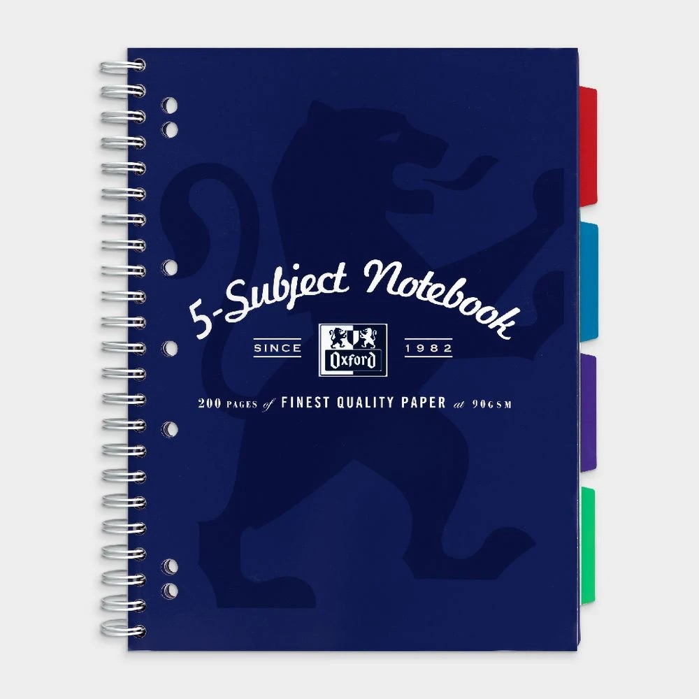 6 Oxford A4 5 Subject Notebook 200 Pages with Scribzee App Navy, 6 of 7