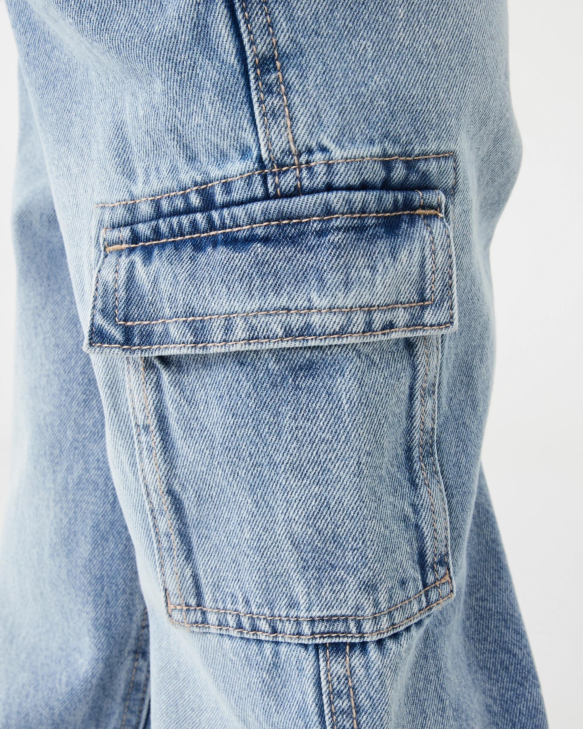 5 Denim Cargo Pants Mid Wash, 5 of 8