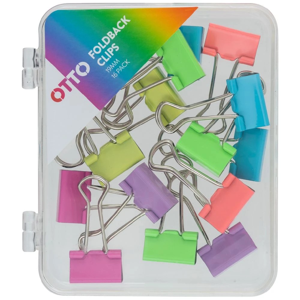1 Otto Fold Back Clips 19mm Assorted 16 Pack, 1 of 3