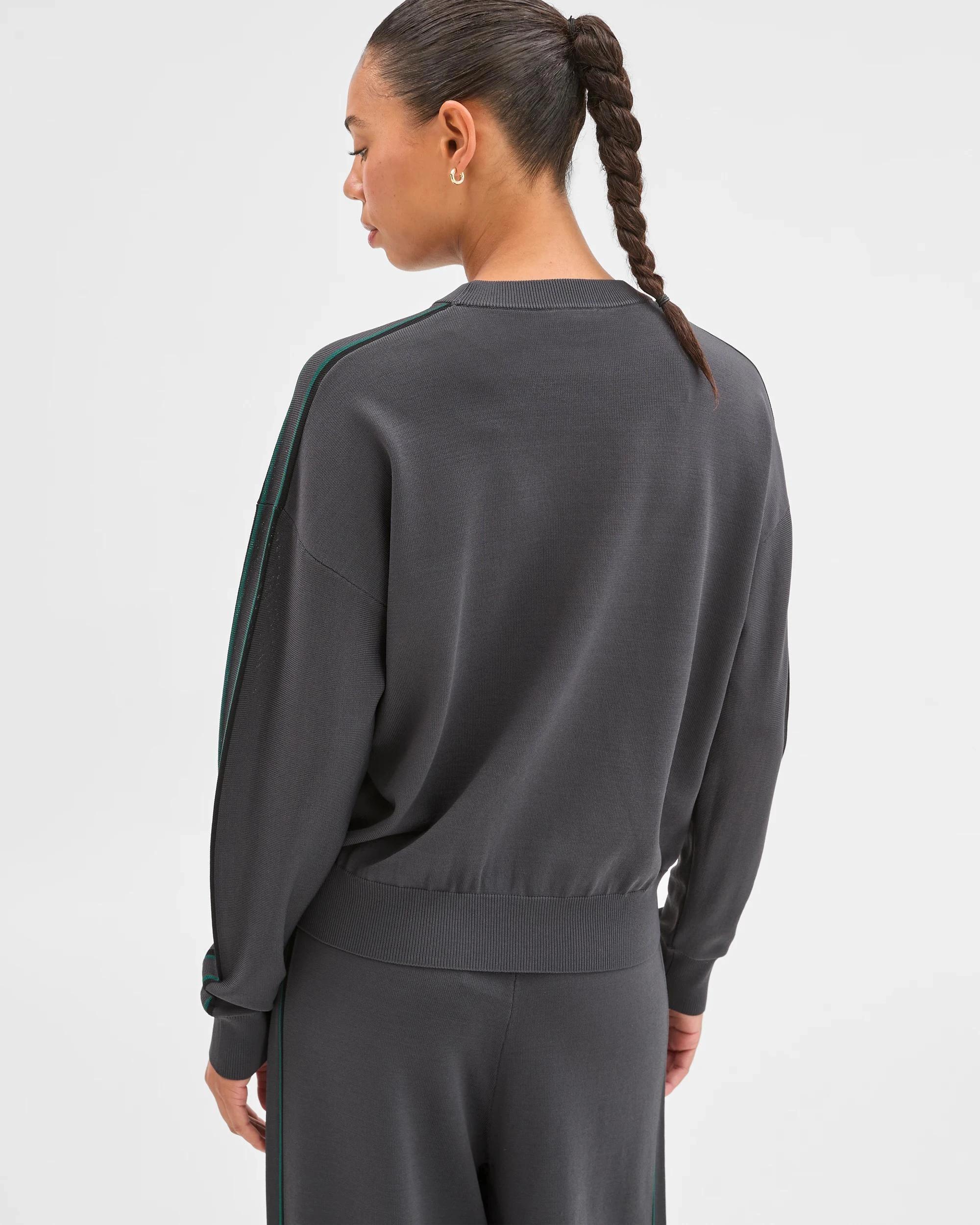 5 Target Active Active Studio Long Sleeve Crew Neck Crepe Top GRAPHITE/BLACK/PINE, 5 of 5