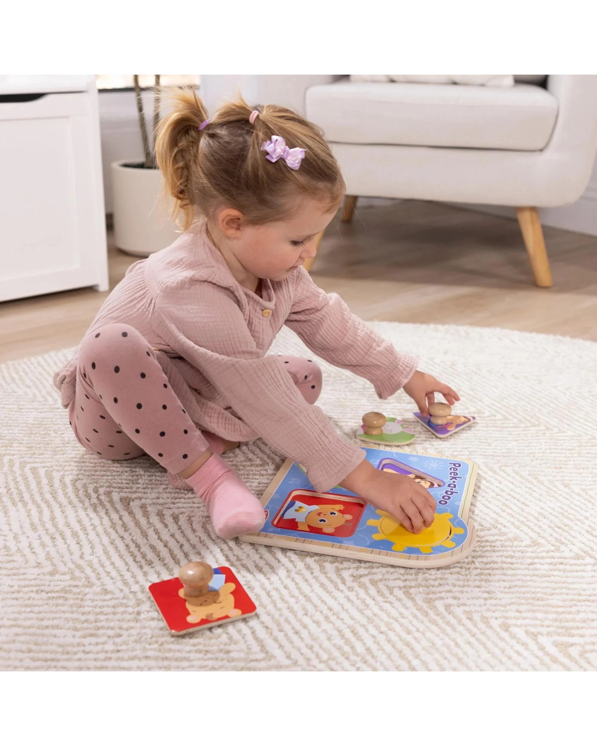 5 Melissa and Doug Ms Rachel Wooden Peek-A-Boo Jumbo Peg Puzzle, 5 of 9