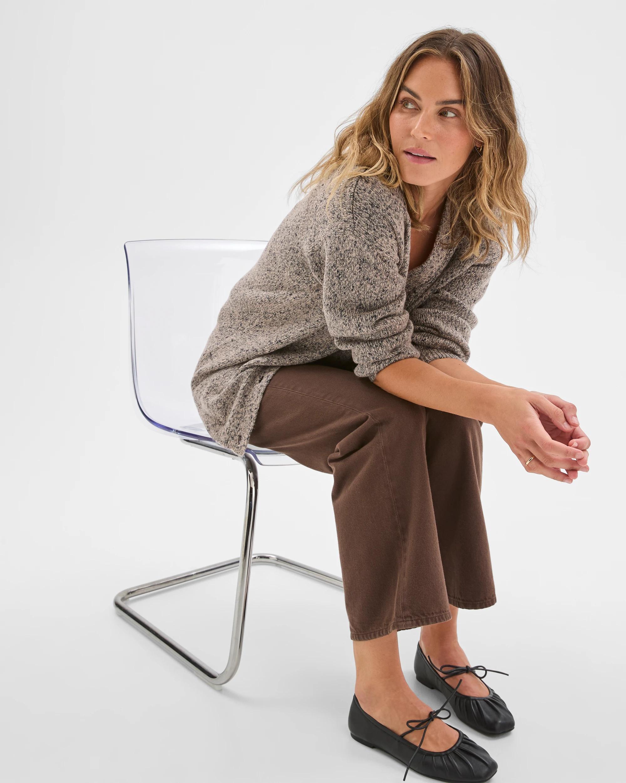 3 Target Woman Twist Slub Grandpa Cardigan DOVE MARLE, 3 of 5