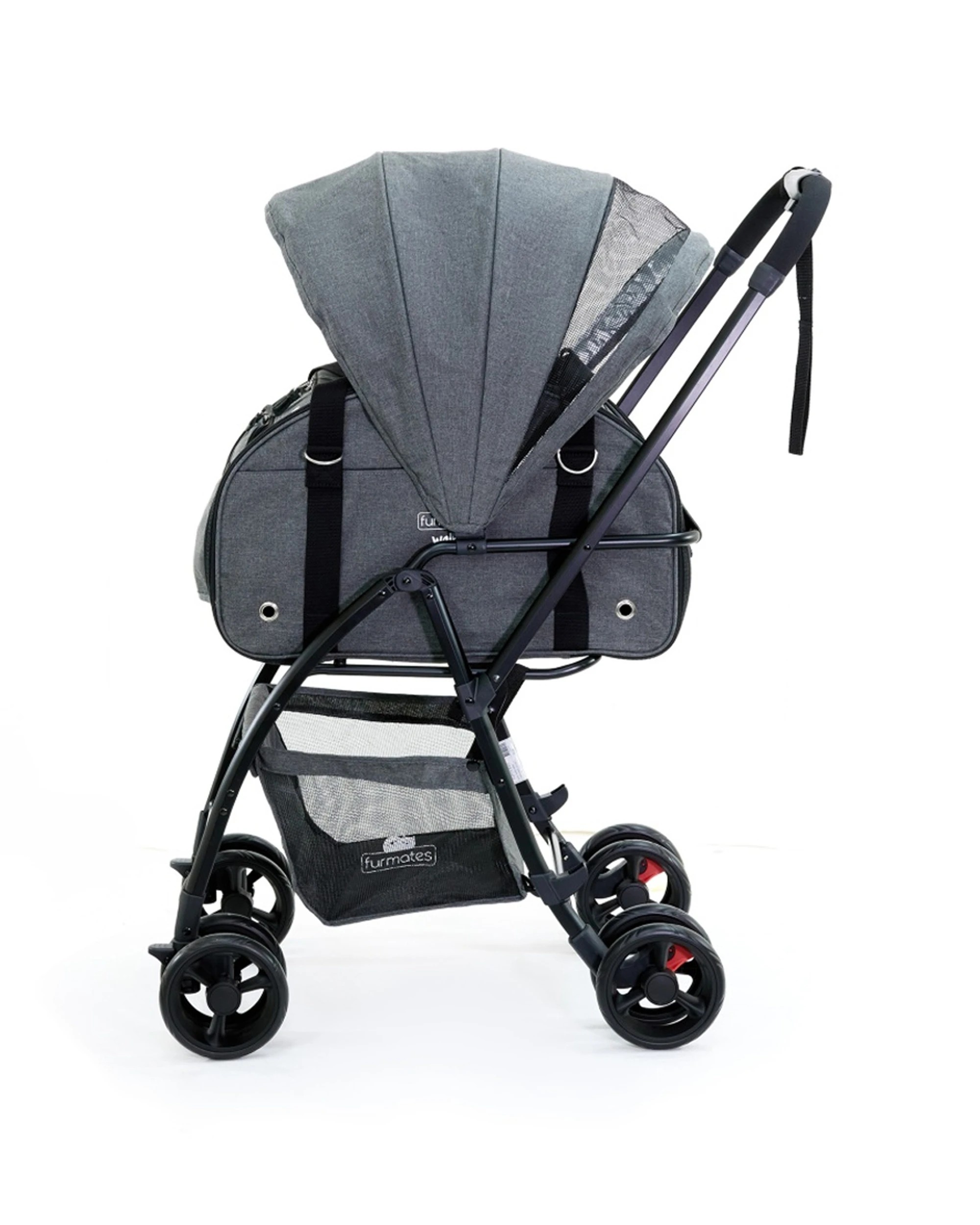 1 Furmates Walky Pet Stroller Pram Removable Carrier Sun Canopy 10kg One Hand Fold - Grey, 1 of 8