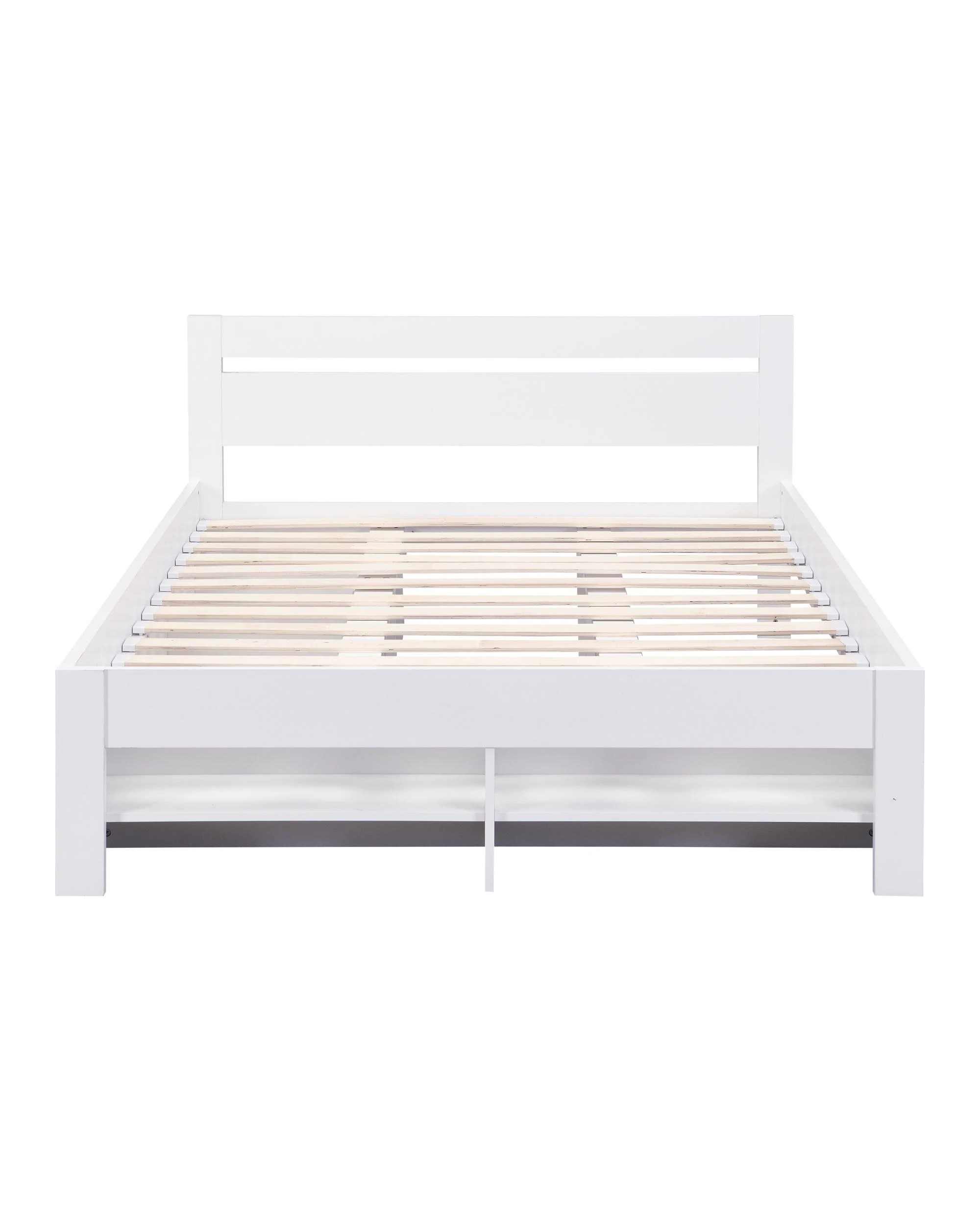 3 Kodu Bed Frame with Open Shelving and Pull Out Storage Double Size - White, 3 of 10
