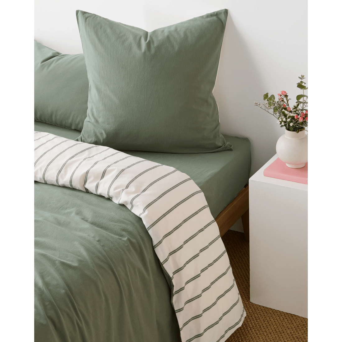 1 Arlo Stonewash Stripe European Pillowcase
 - Queen Bed
 - Green, 1 of 4
