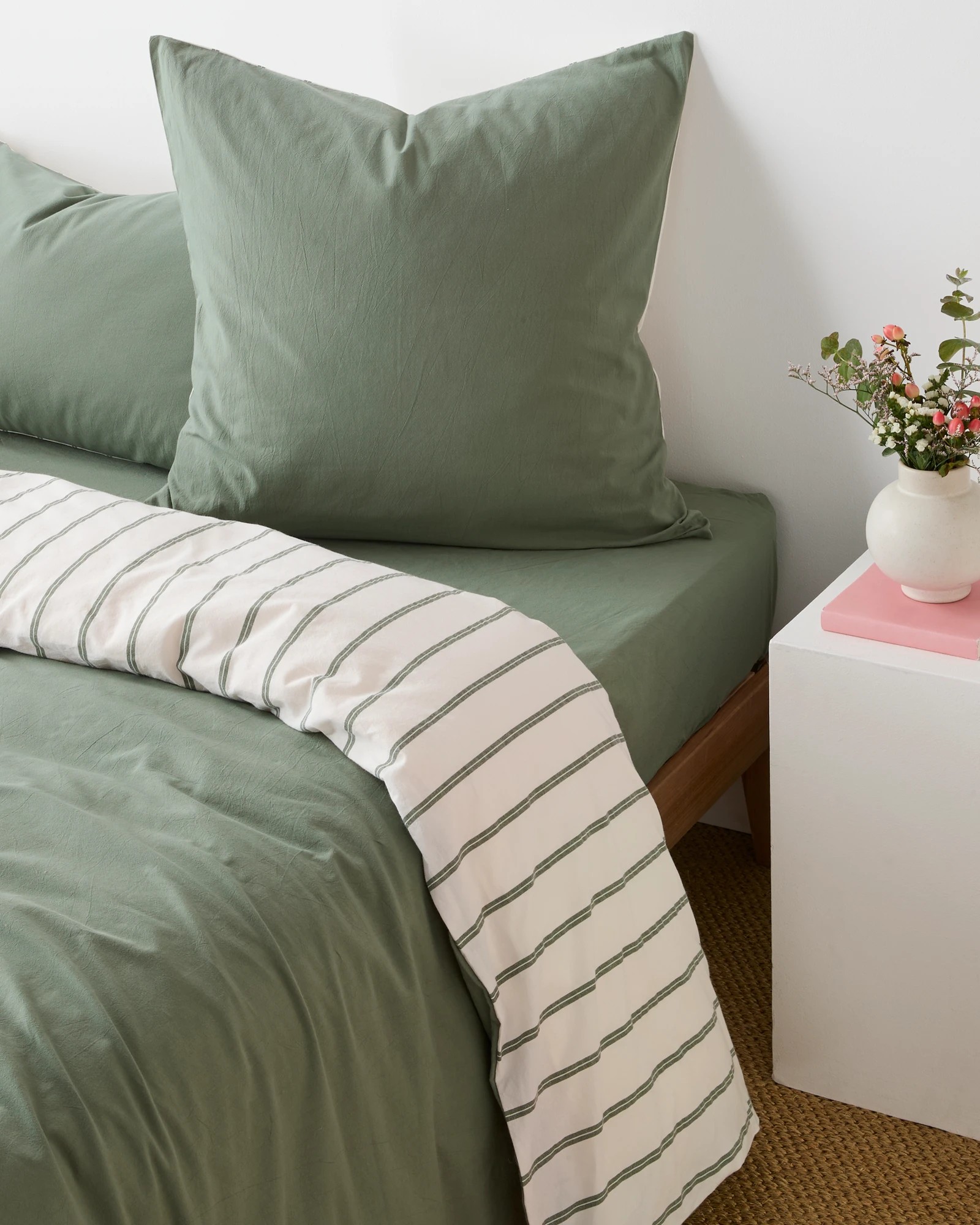 1 Arlo Stonewash Stripe European Pillowcase - One Size - Green, 1 of 4