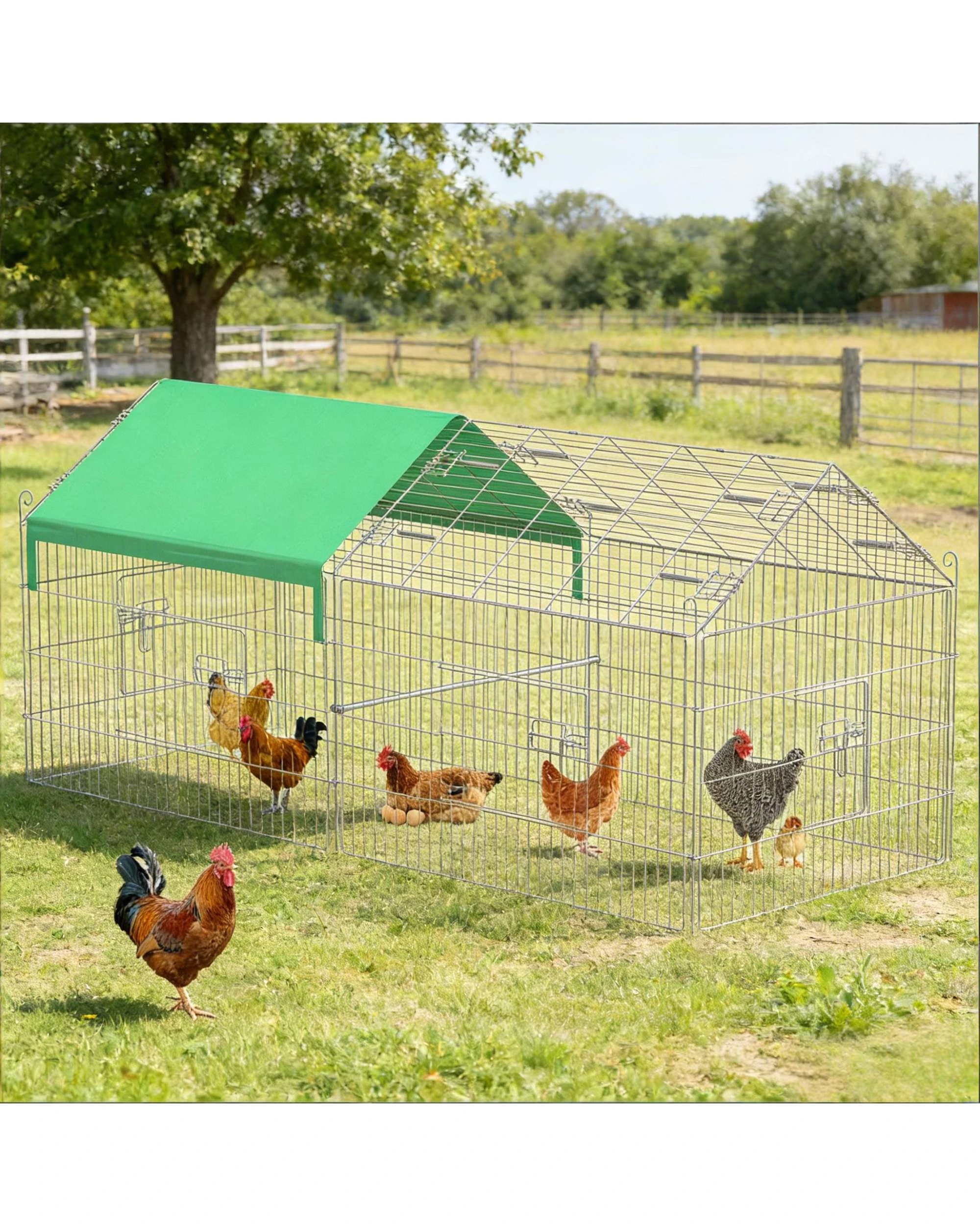 4 Advwin Chicken Coop Rabbit Hutch Chicken Run Cage, 4 of 8
