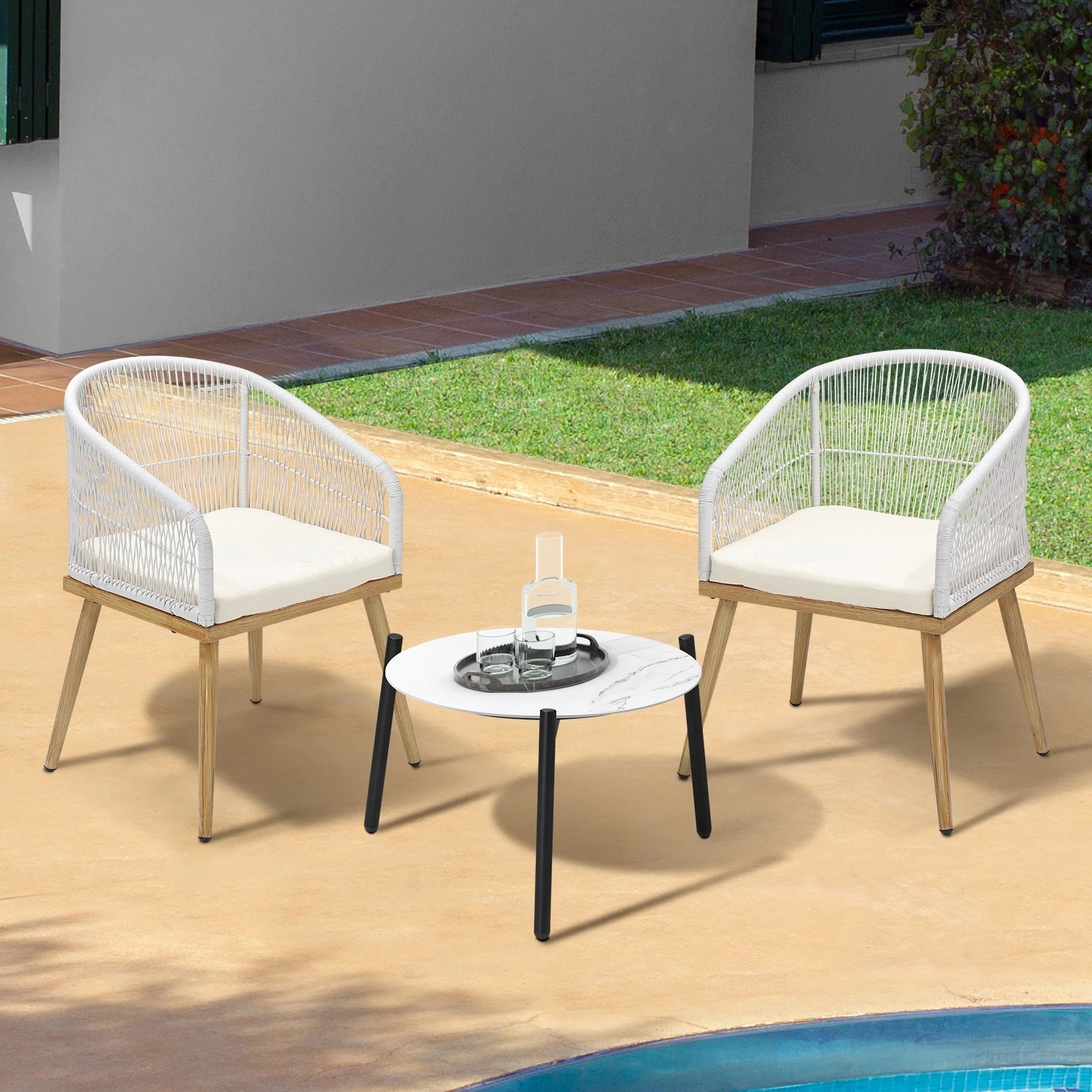 2 Livsip 3 Piece Outdoor Patio Setting Bistro Set Lounge Furniture Sets 50cm Table
 - Multi, 2 of 9