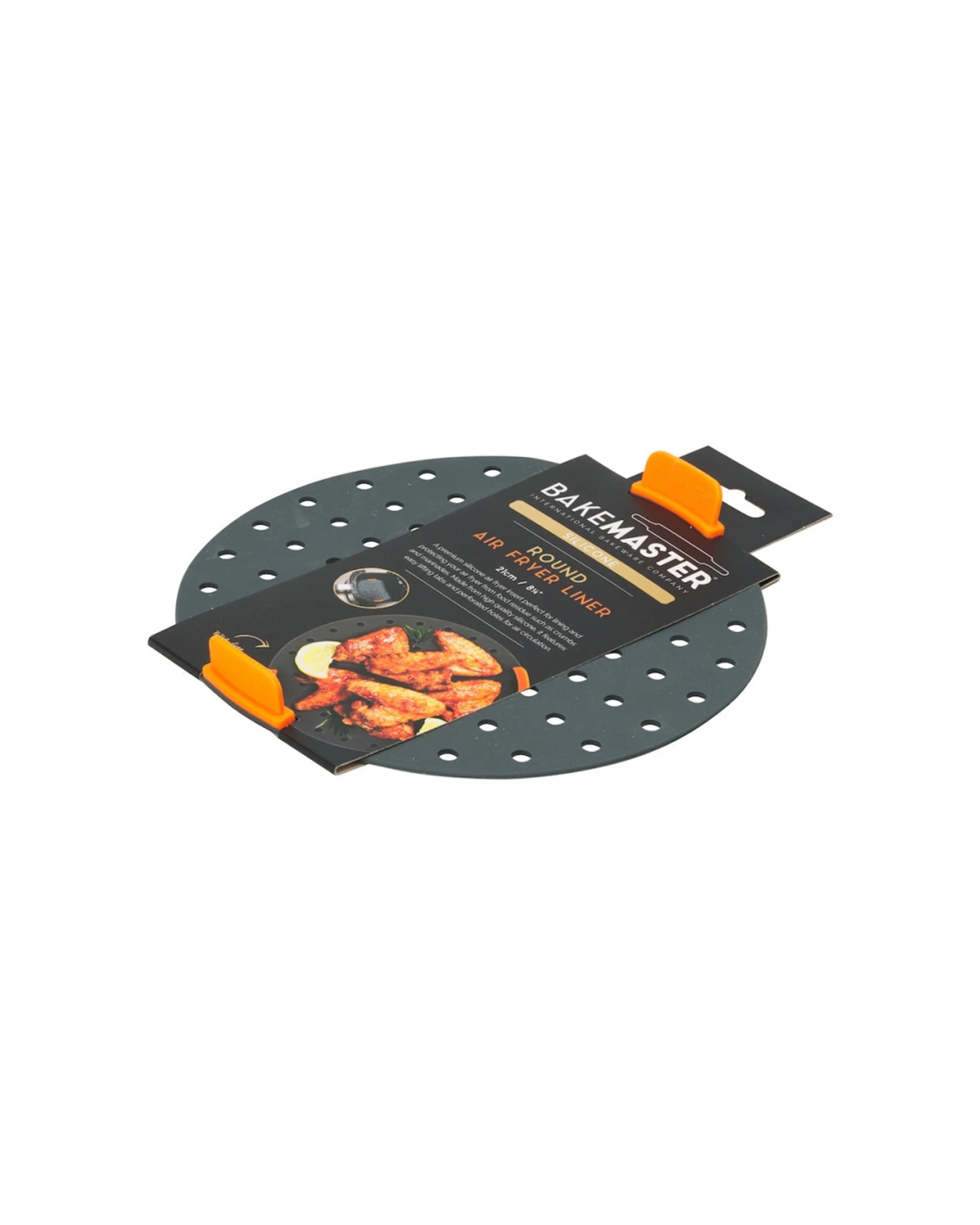 3 Bakemaster Round Air Fryer Liner Silicone Perforated Non Stick Oven Safe 21cm - Grey, 3 of 3